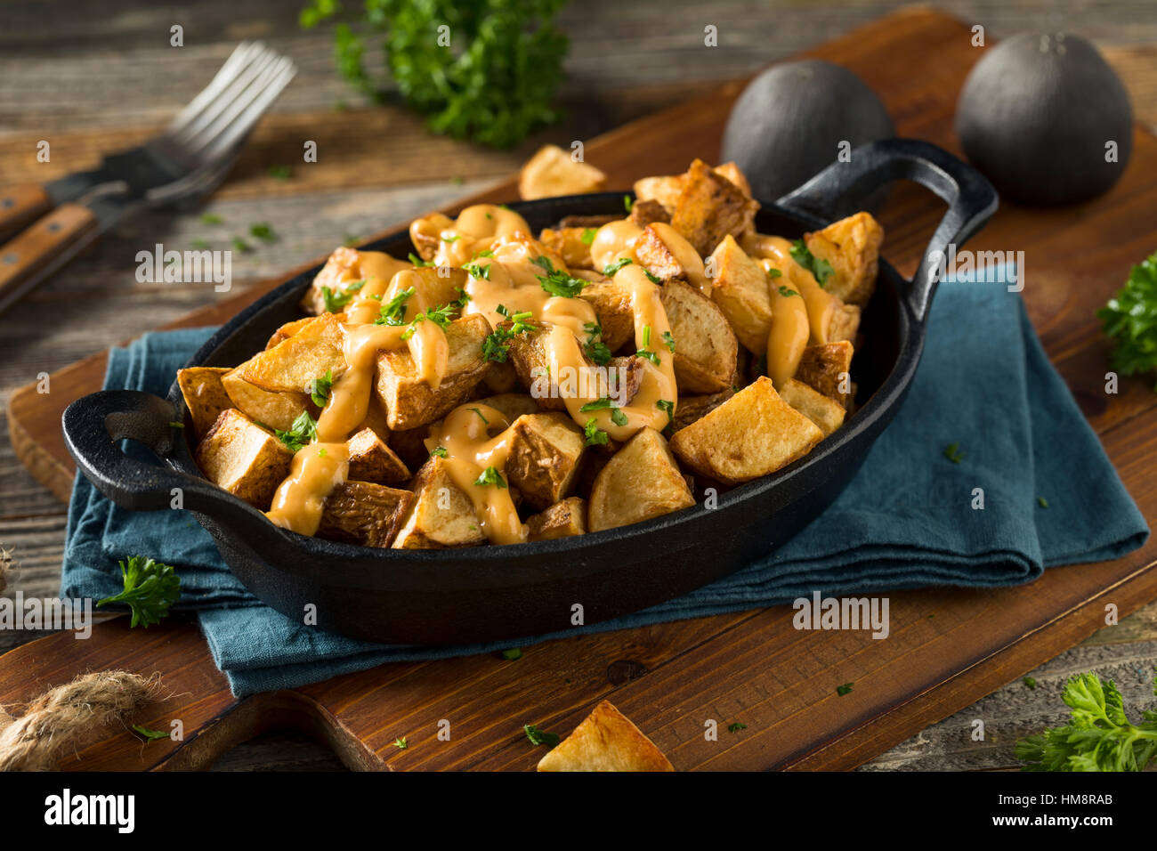 Homemade Fried Spanish Patatas Bravas Served as Tapas Stock Photo