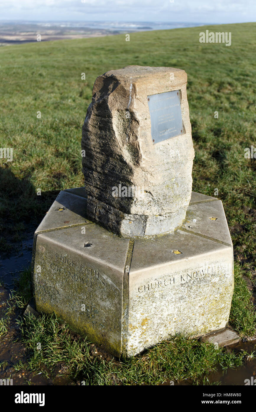Commemorative Stone, Knowle Hill. Dorset. England. UK Stock Photo Alamy