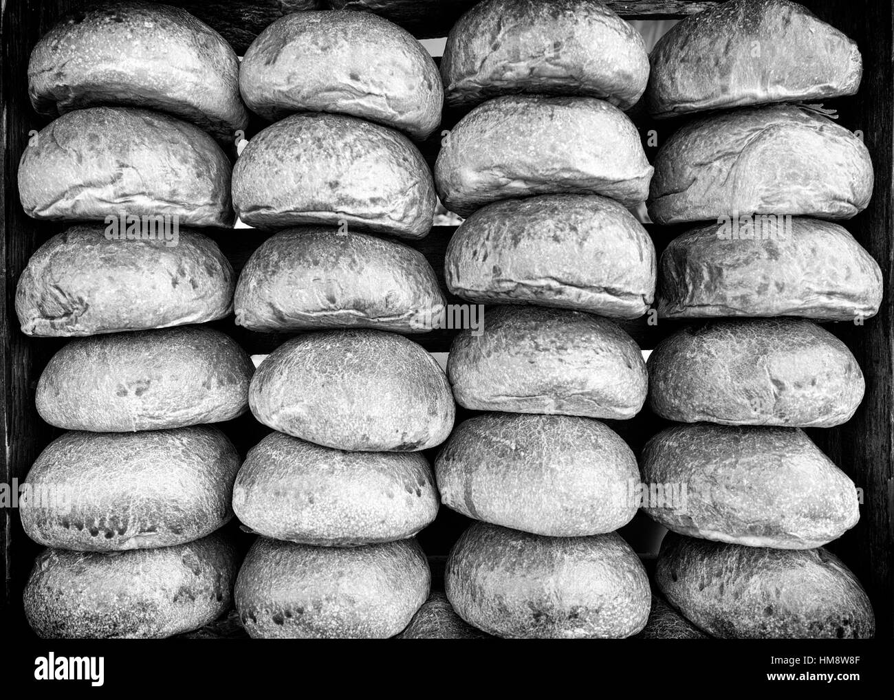 Close up of bread rolls neatly stacked Stock Photo Alamy