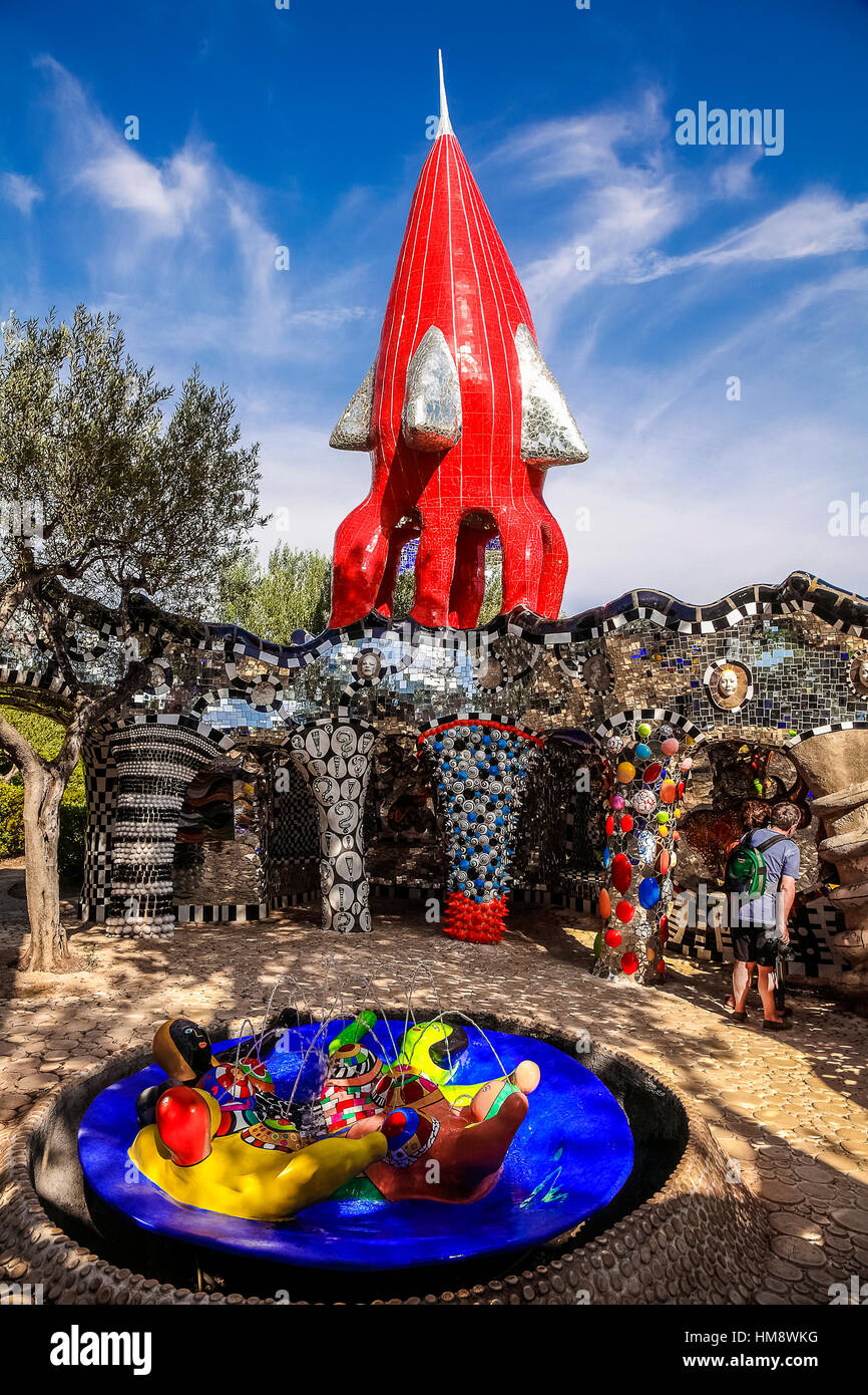 The Tarot Garden is an artistic park located in Garavicchio, near Pescia  Fiorentina, communal village of Capalbio (GR) in Tuscany, Italy, designed  by the French-American artist Niki de Saint Phalle, populated with