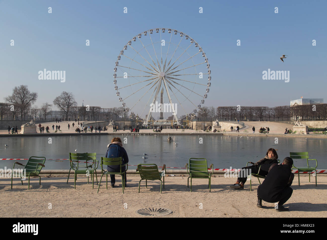 The Big Wheel of Paris from the Tuileries Gardens in Paris in winter