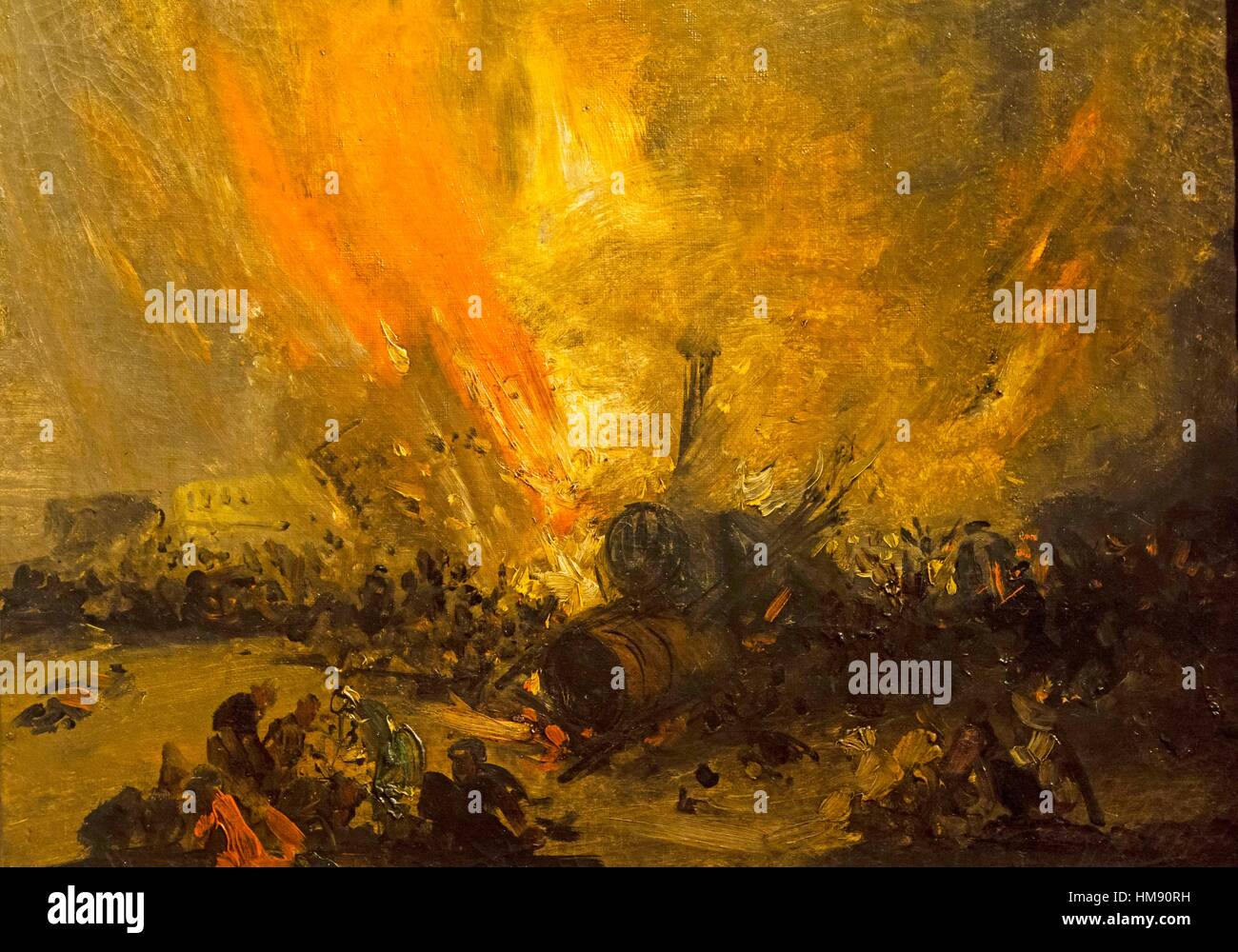 Genaro Pérez de Villamil, Explosion de una locomotora, oil on canvas, Museo Nacional de Bellas Artes (MNBA), Buenos Aires, Argentina Stock Photo