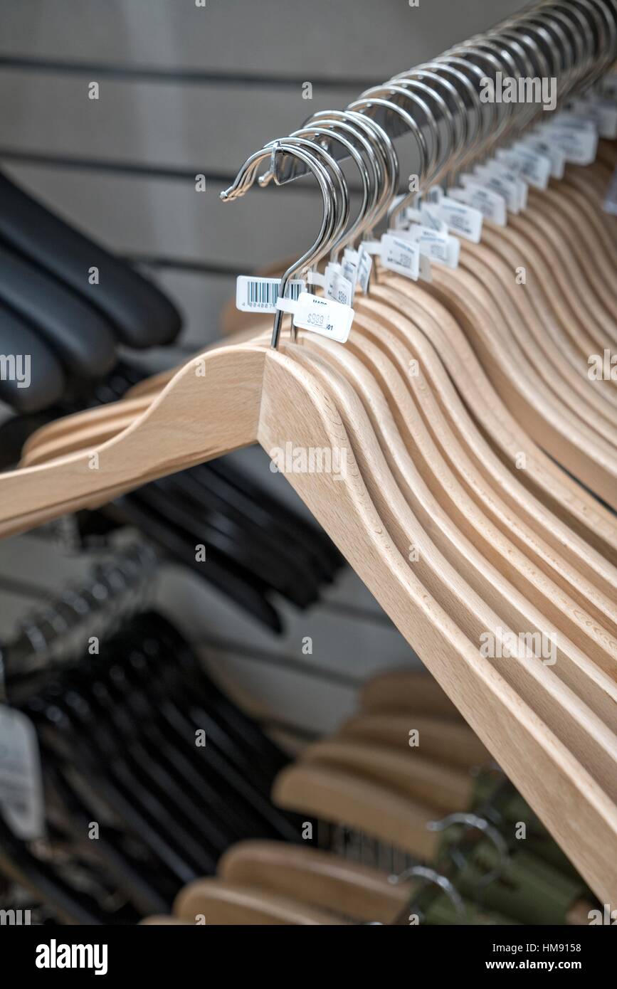 Wooden Coat Hangers Displayed on a Wall Peg in a Manhattan, New York