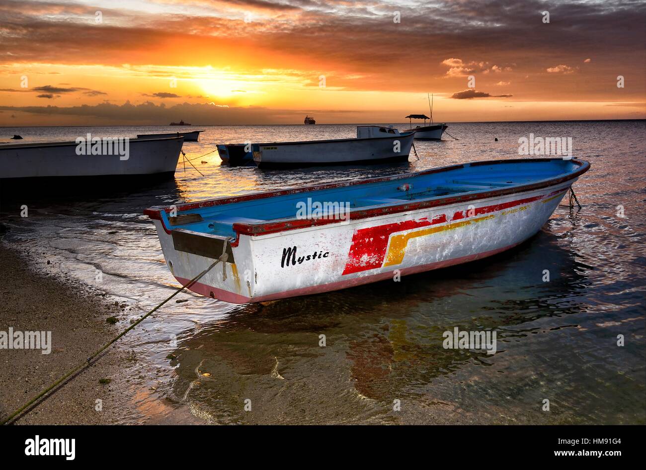 Calm setset in Tombeau Bay near Port louis, Mauritius, Africa Stock