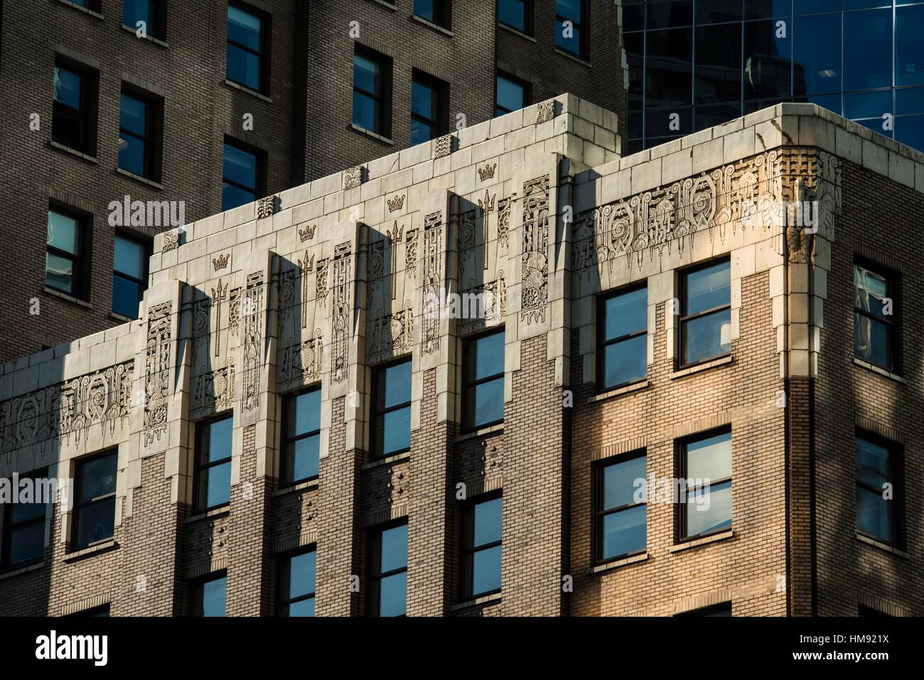 art deco detail on the Marine Building, Vancouver, BC, Canada Stock