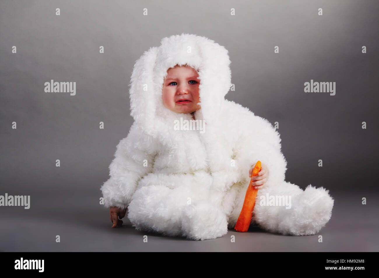 cute baby with rabbit costume Stock Photo Alamy
