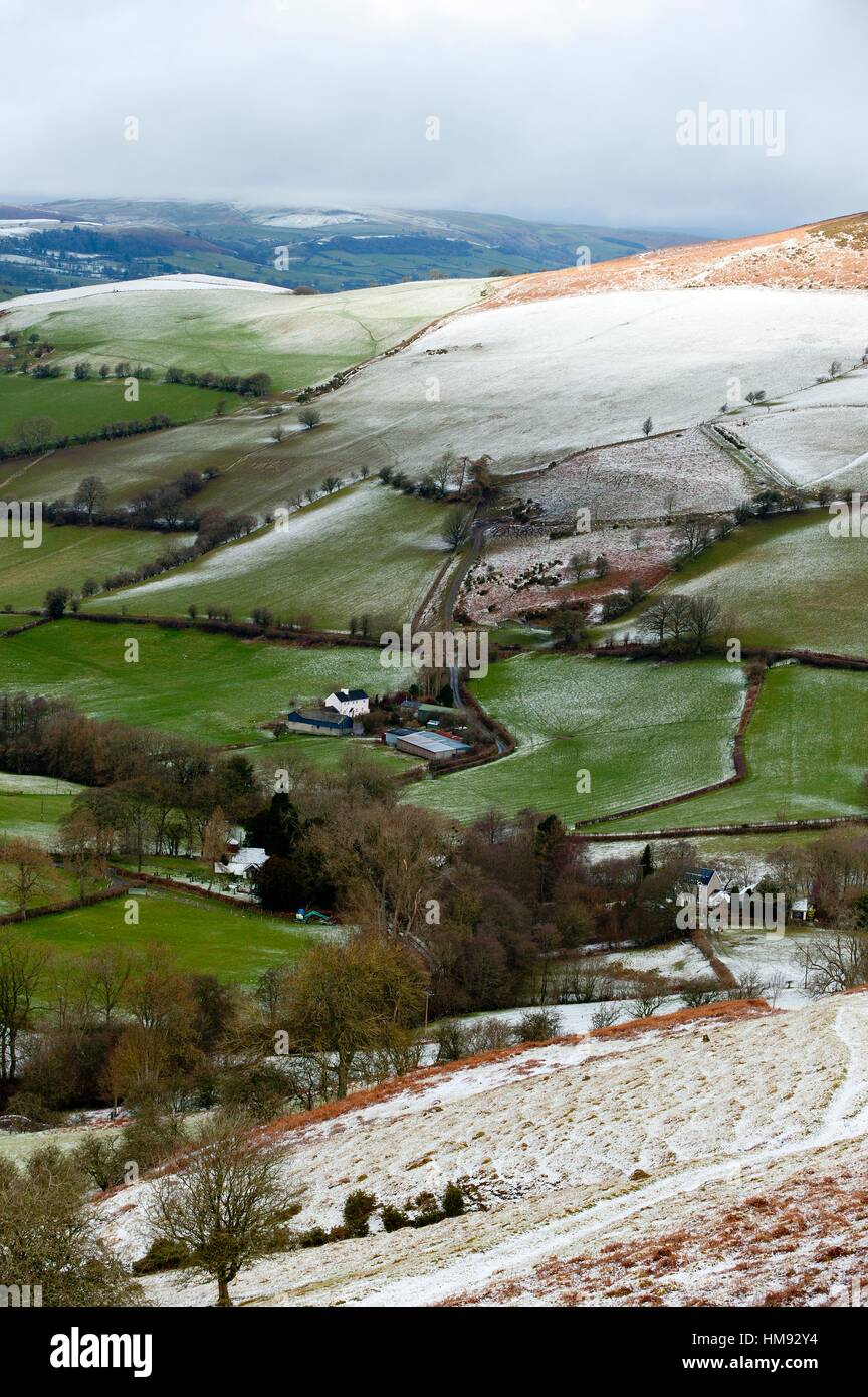 A wintry landscape at springtime in Powys, Wales, UK Stock Photo - Alamy