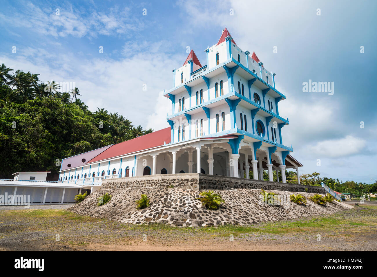 Lausikula church, Wallis, Wallis and Futuna, South Pacific, Pacific Stock Photo