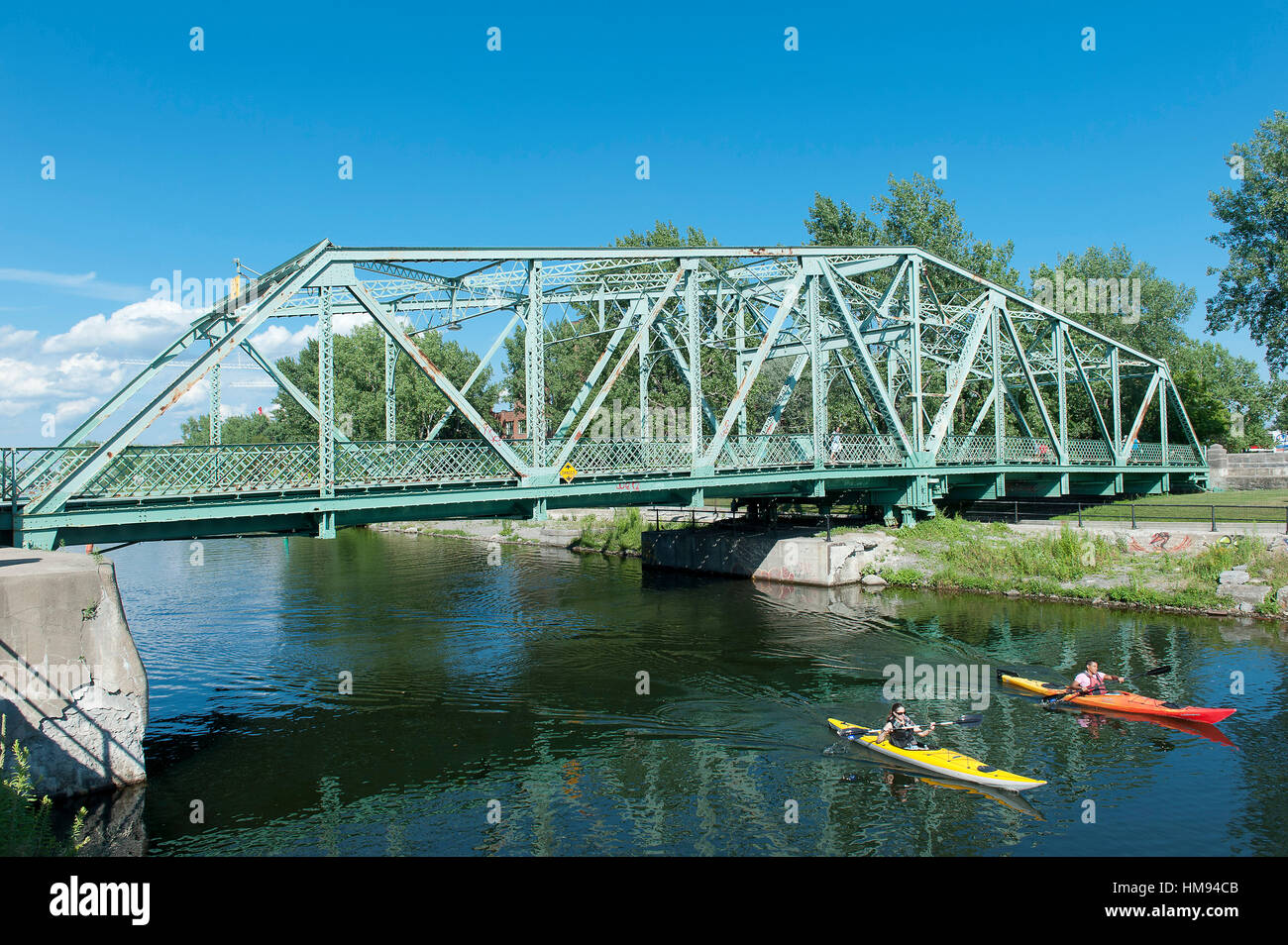 Canada, Province of Quebec. Montreal. Districts of southwest. The Lachine canal site. The Atwater footbridge Stock Photo