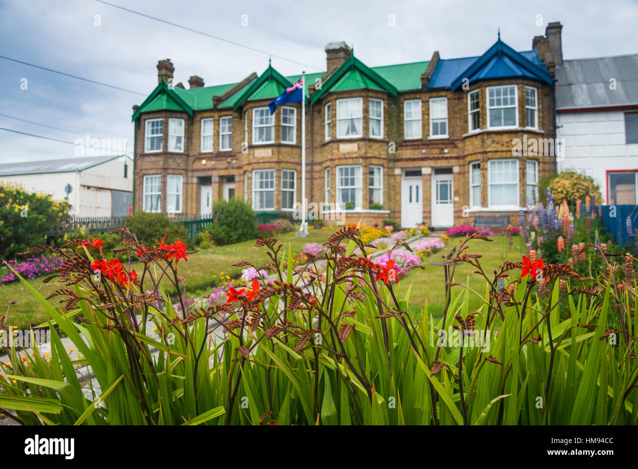 Typical British houses, Stanley, capital of the Falkland Islands, South America Stock Photo