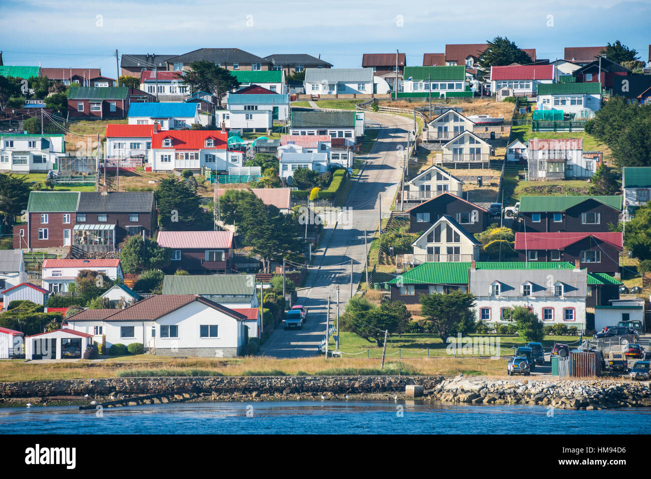 Colourful houses, Stanley, capital of the Falkland Islands, South America Stock Photo