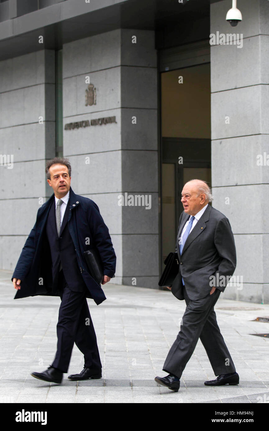 Jordi Pujol arriving Audiencia Nacional  10/02/2016  Madrid Stock Photo