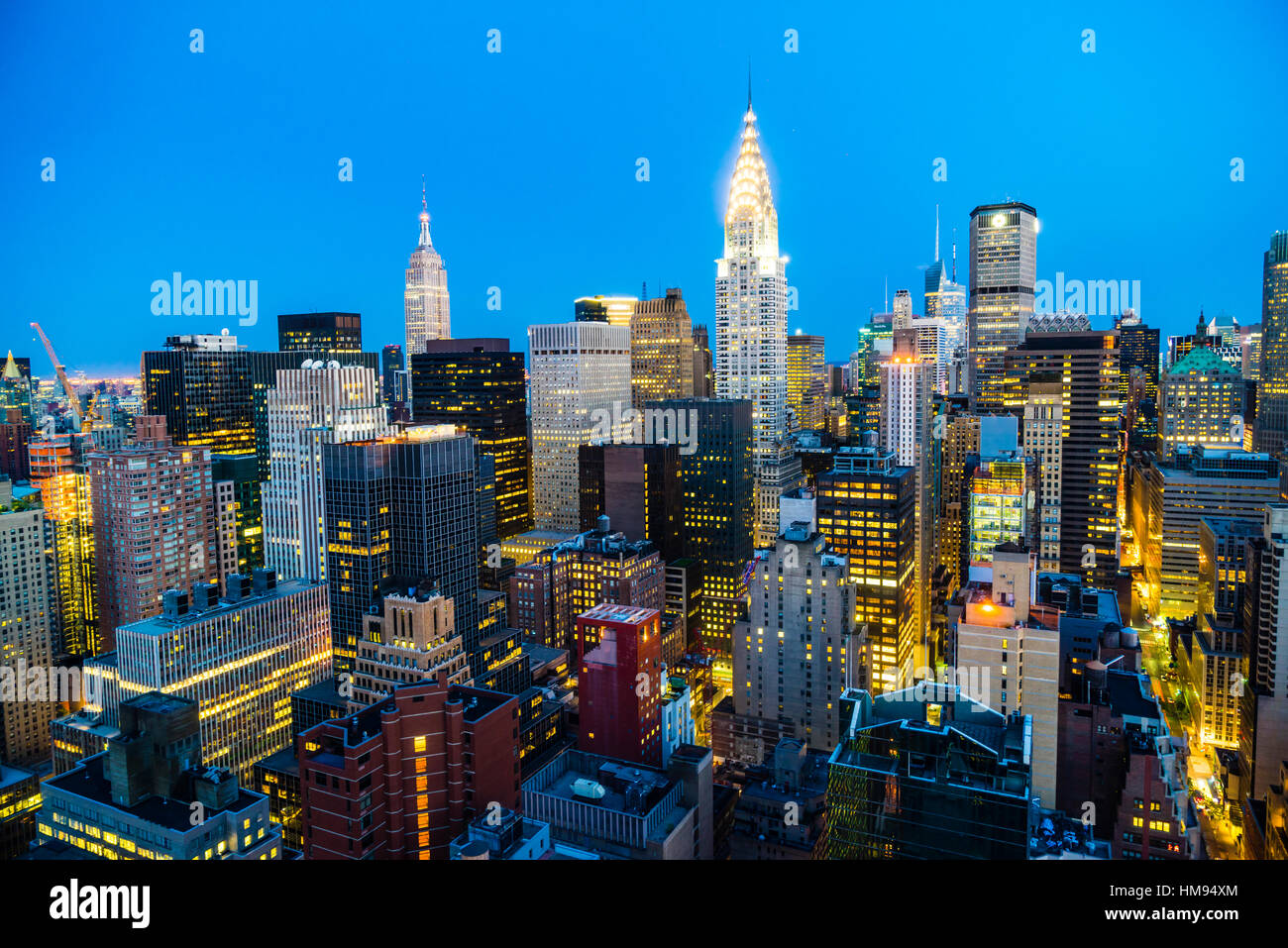 Manhattan skyline, Empire State Building and Chrysler Building, New York City, United States of America, North America Stock Photo