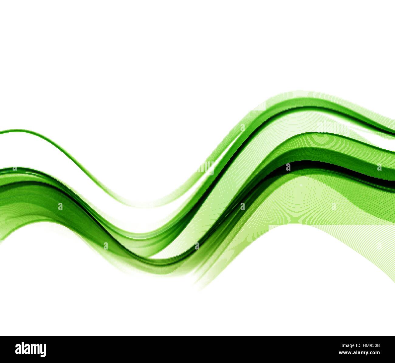 Abstract green wave. Bright green ribbon on white background. Abstract green  smoke. Light green scarf. Raster air background. 3D illustration Stock  Illustration