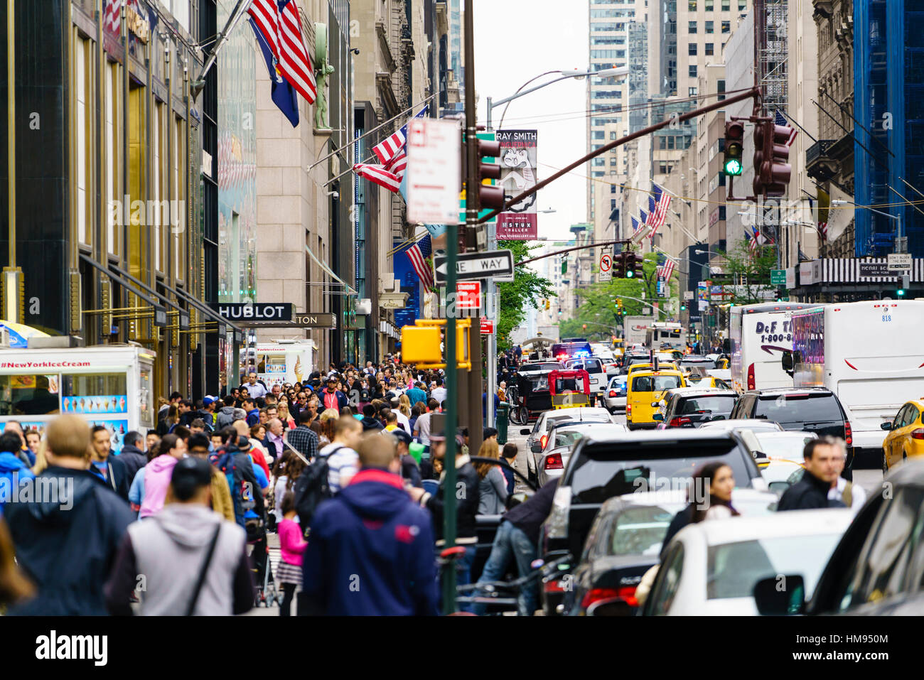 Crowds of shoppers on 5th Avenue, Manhattan, New York City, United States of America, North America Stock Photo
