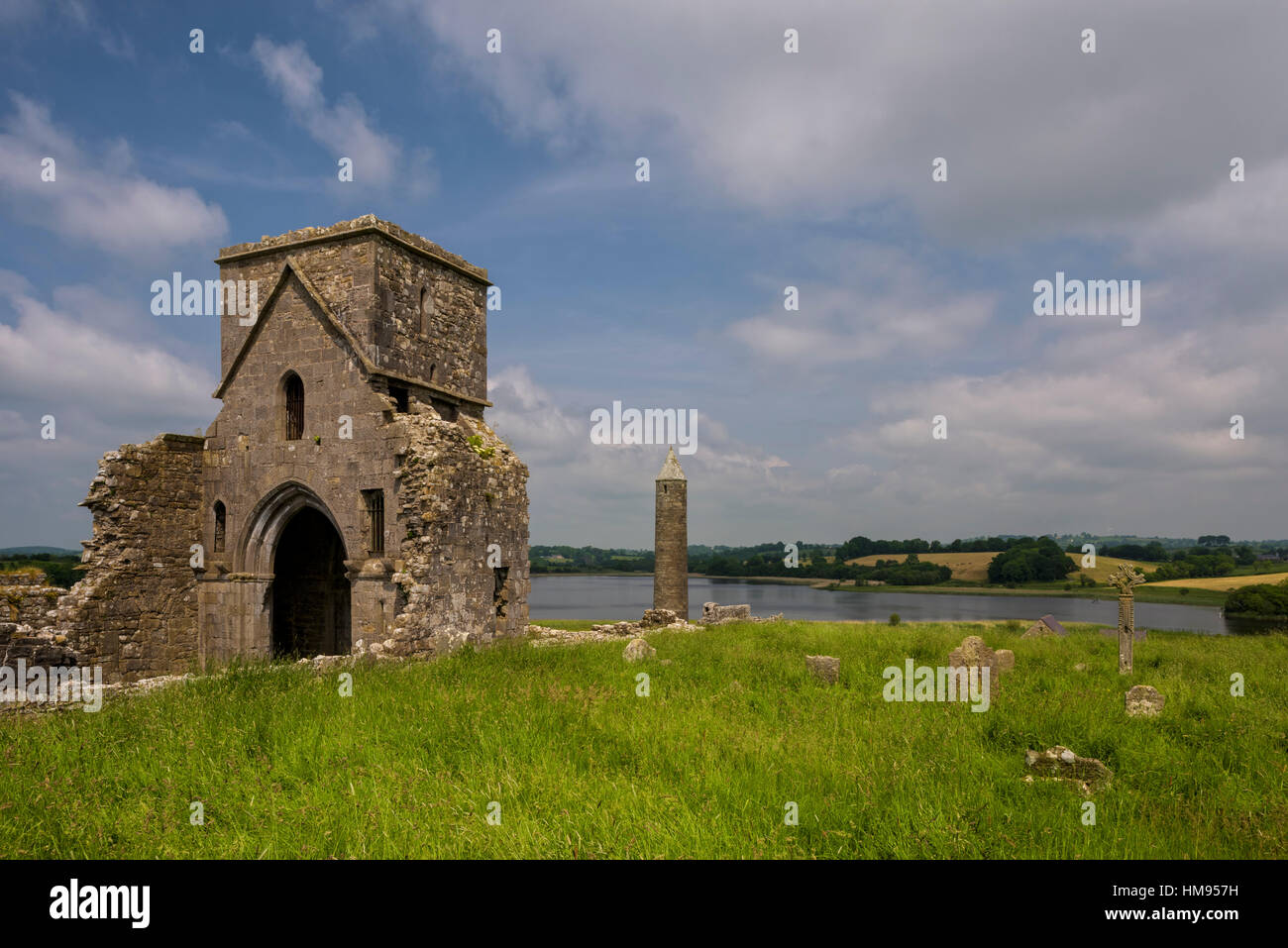 Devenish Island, Lower Lough Erne, County Fermanagh, Ulster, Northern Ireland, United Kingdom Stock Photo