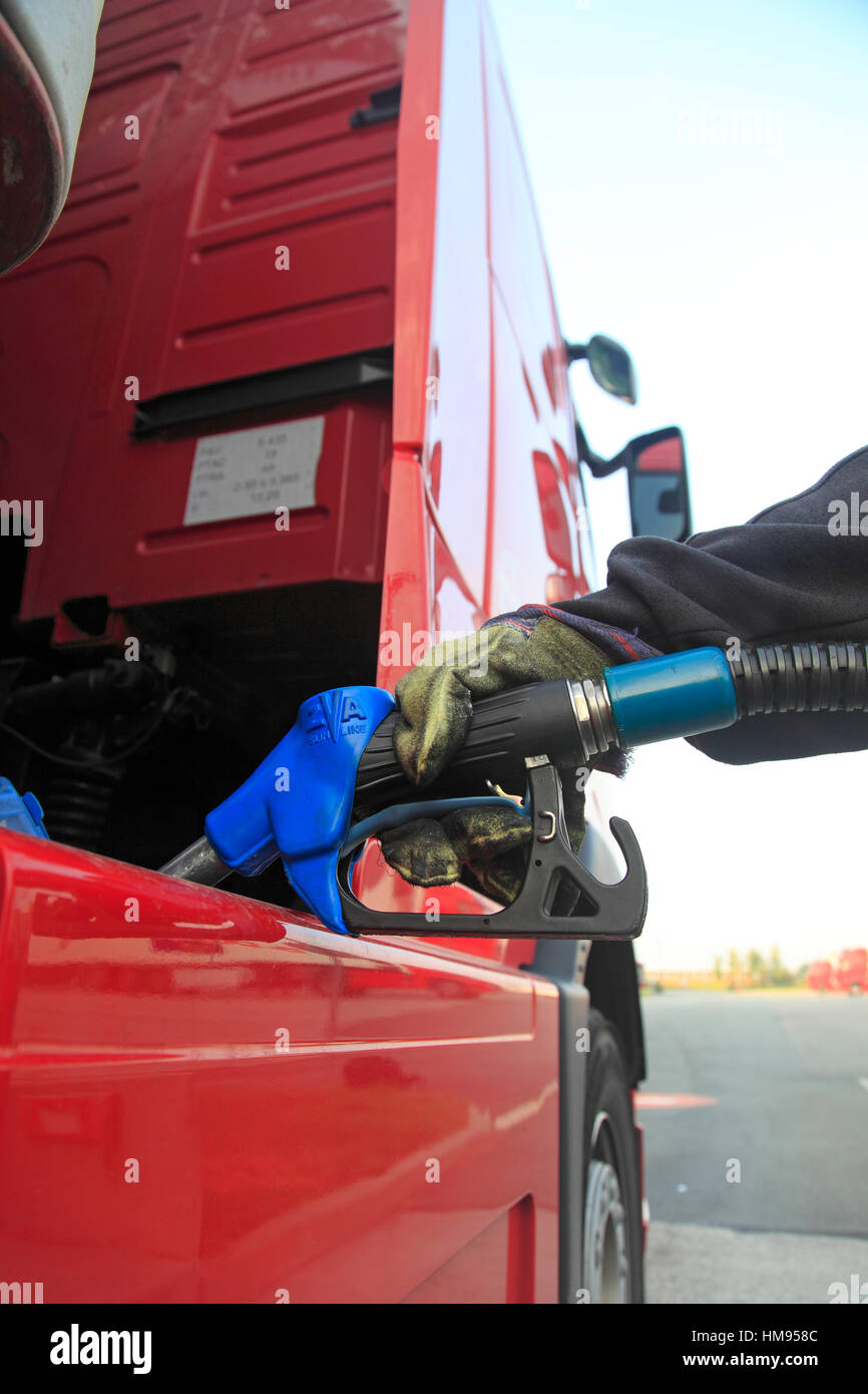 France, Adblue fuel for trucks use in the process of selective catalytic  reduction (SCR Stock Photo - Alamy