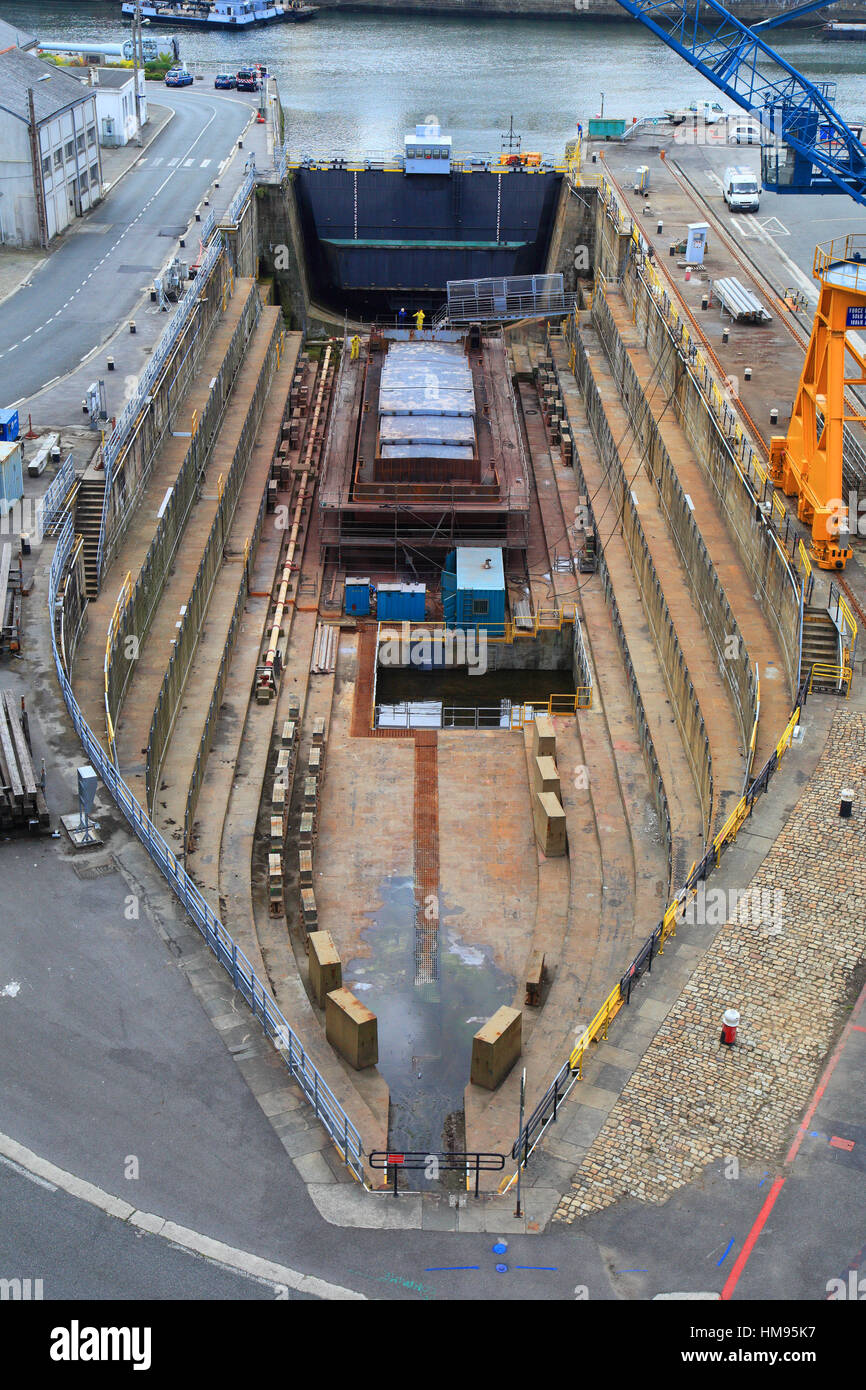 France, Brittany, Finistere, Brest. Dry dock Stock Photo Alamy