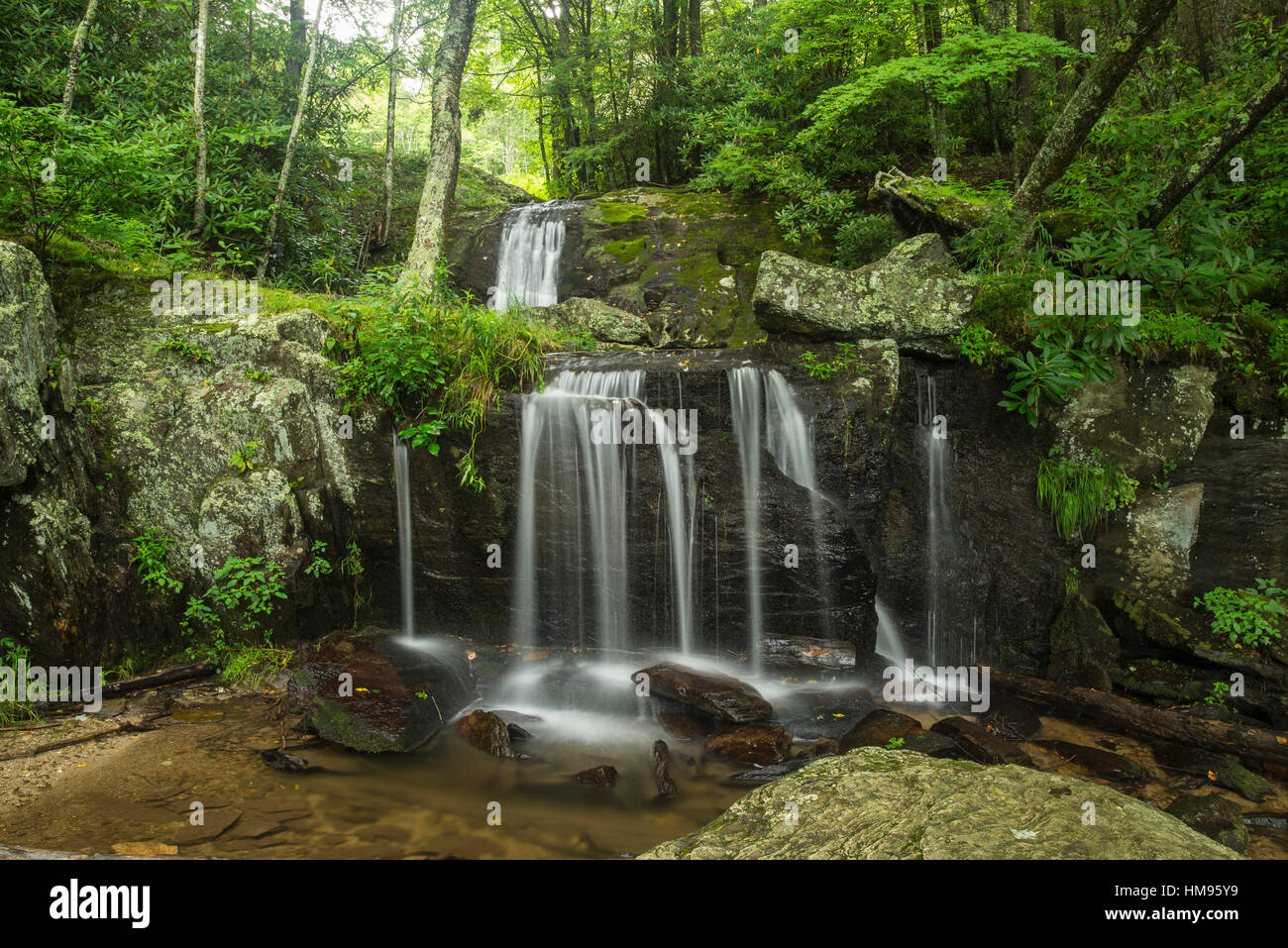 Waterfall, Blue Ridge Mountains, North Carolina, United States of America, North America Stock Photo