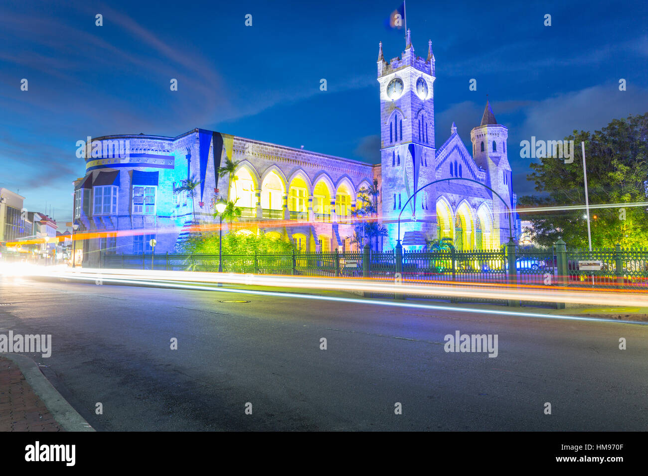 Barbados, Bridgetown, night skyline