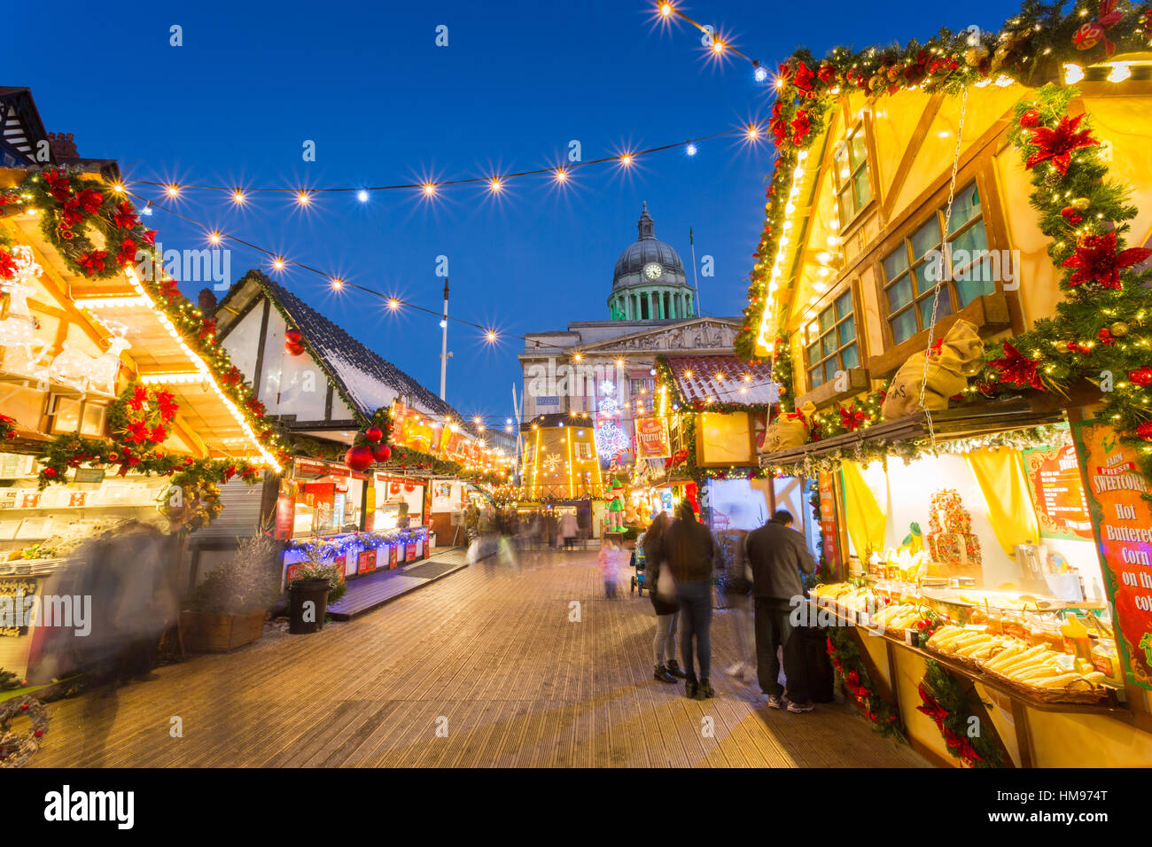 Christmas Market in the Old Town Square, Nottingham, Nottinghamshire, England, United Kingdom Stock Photo