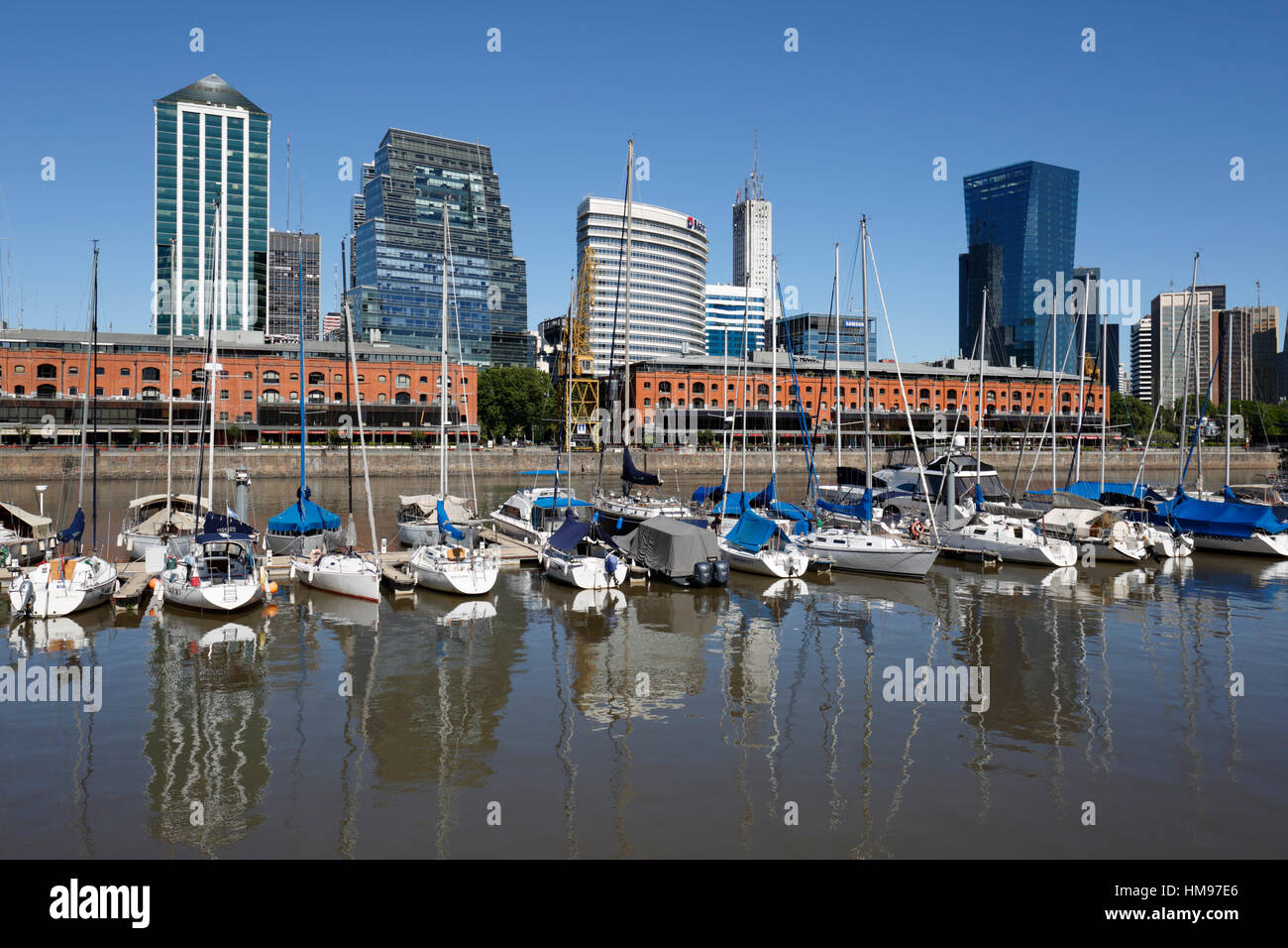 Old warehouses and office buildings from marina of Puerto Madero, San Telmo, Buenos Aires, Argentina, South America Stock Photo