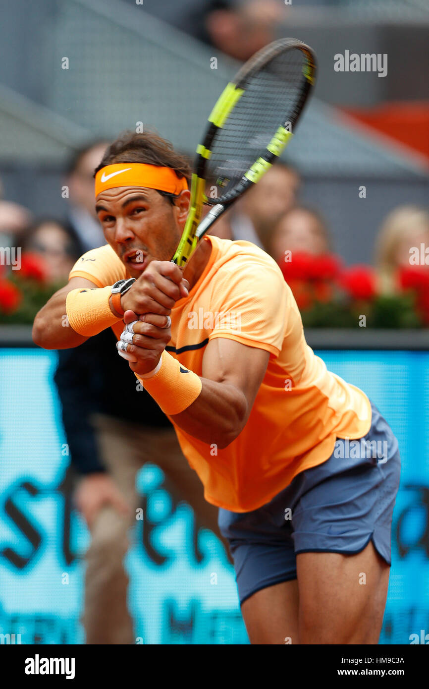 Tennisplayer Rafa Nadal during day eight of the Mutua Madrid Open tennis  tournament at the Caja Magica, in Madrid, on Saturday 7th May, 2016 Stock  Photo - Alamy
