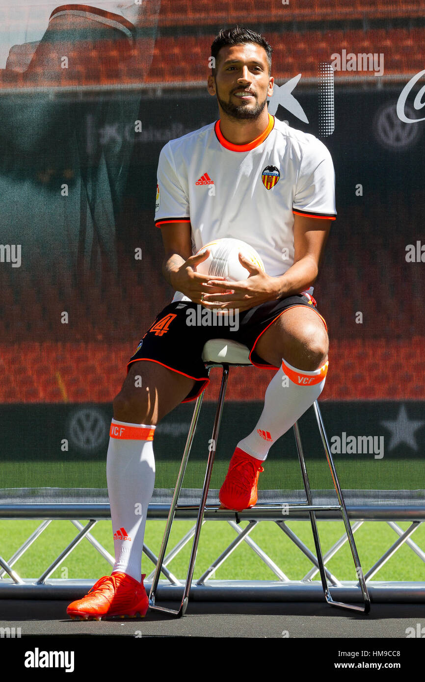 Ezequiel Garay  in presentation of new players of Valencia cf Stock Photo
