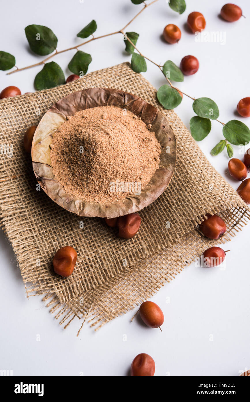 Organic Powder Of Indian Jujube Or Ber Or Berry Ziziphus Mauritiana Moody Lighting Selective Focus Stock Photo Alamy