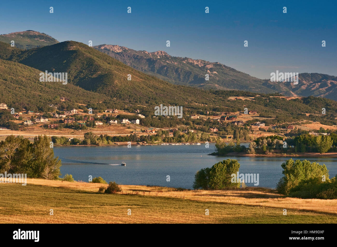 Pineview Reservoir, artificial lake in Ogden Valley, Wasatch Mountains, Utah, USA Stock Photo