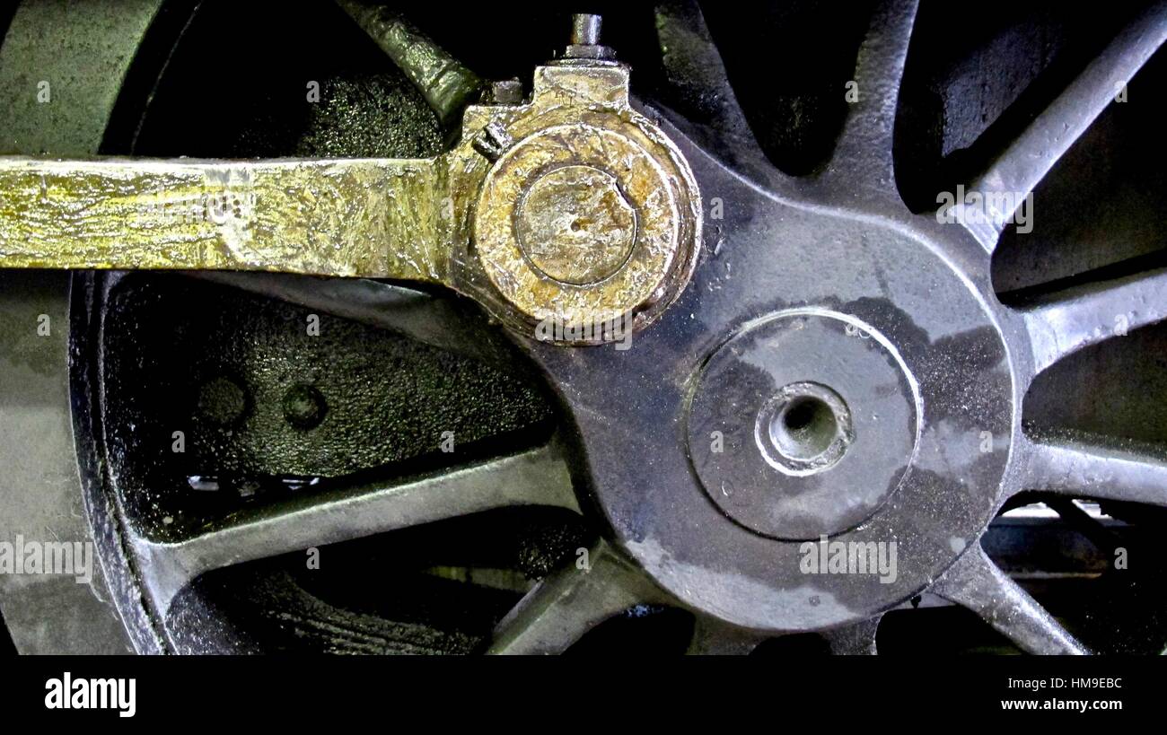 Close Up Detail Steam Engine Coupling Rod, Crankpin and Wheel Stock