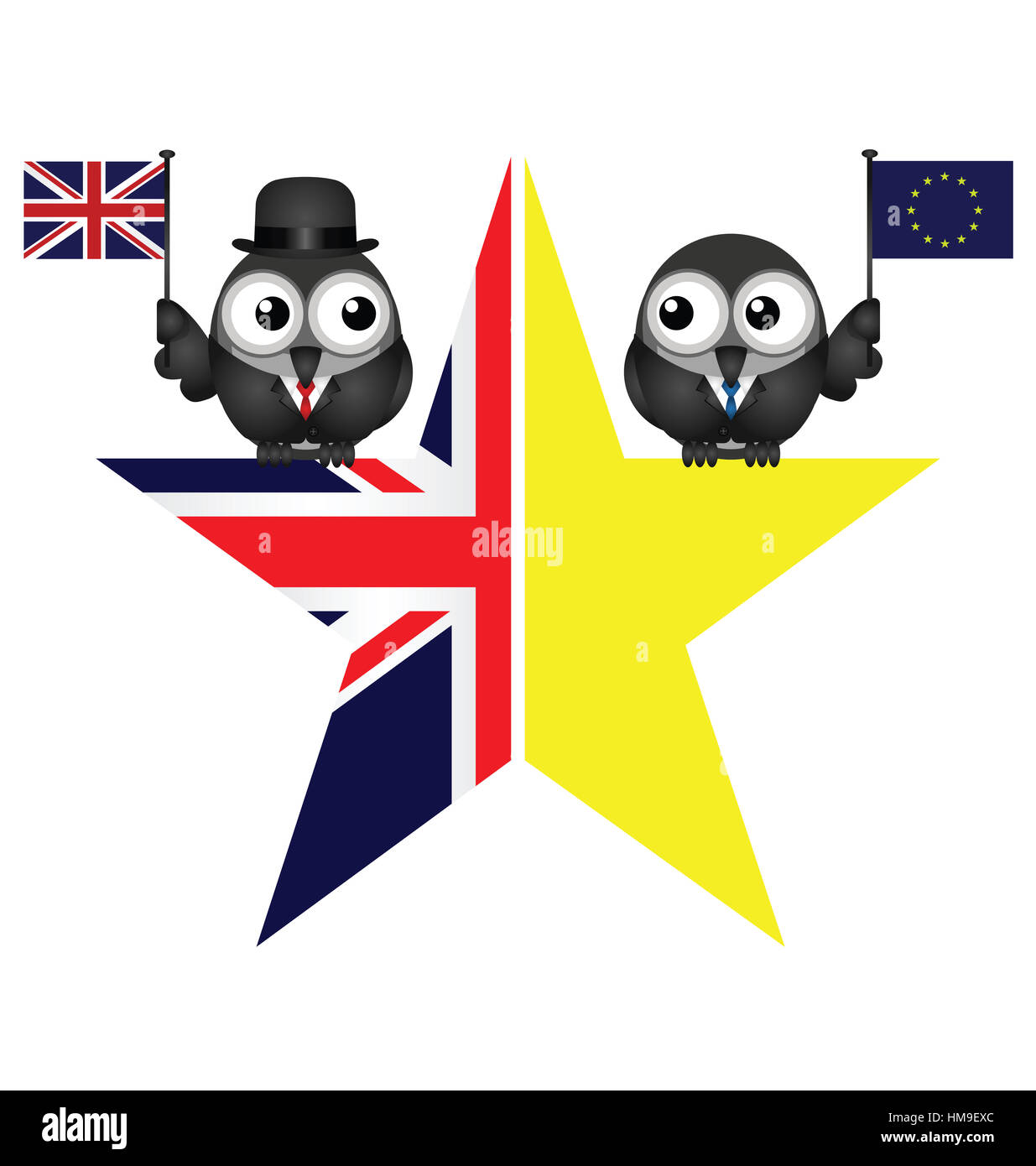 Comical UK and EU split star representing the United Kingdom exit from the European Union Stock Photo