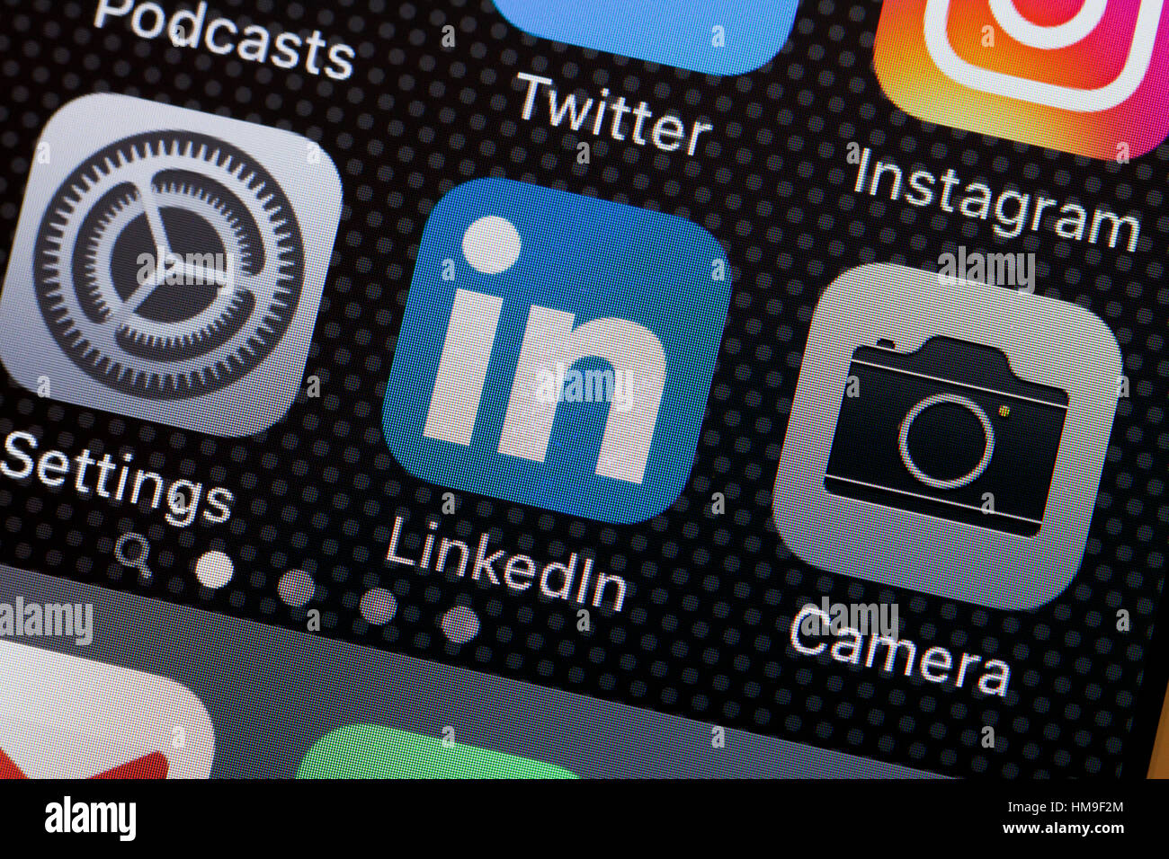 LinkedIn (Linked In) app icon on iPhone screen - USA Stock Photo