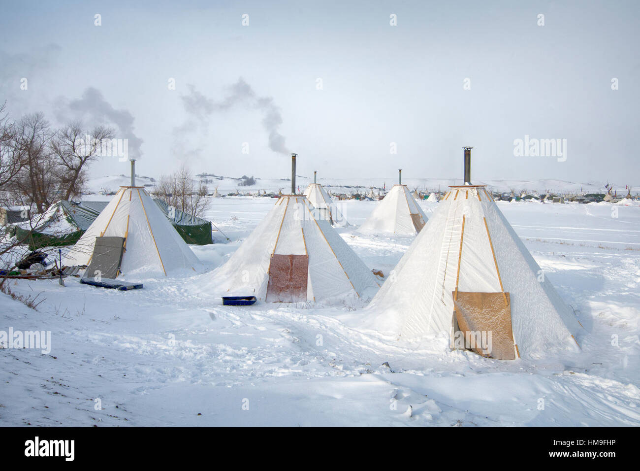 The modern tipi at Oceti Sakowin Camp, Cannon Ball, North Dakota, USA