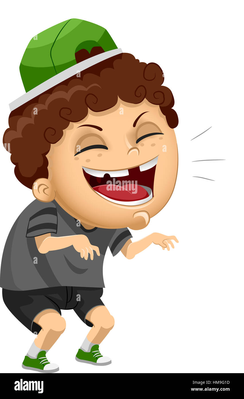 Illustration of a Naughty Male Bully Laughing Out Loud Stock Photo