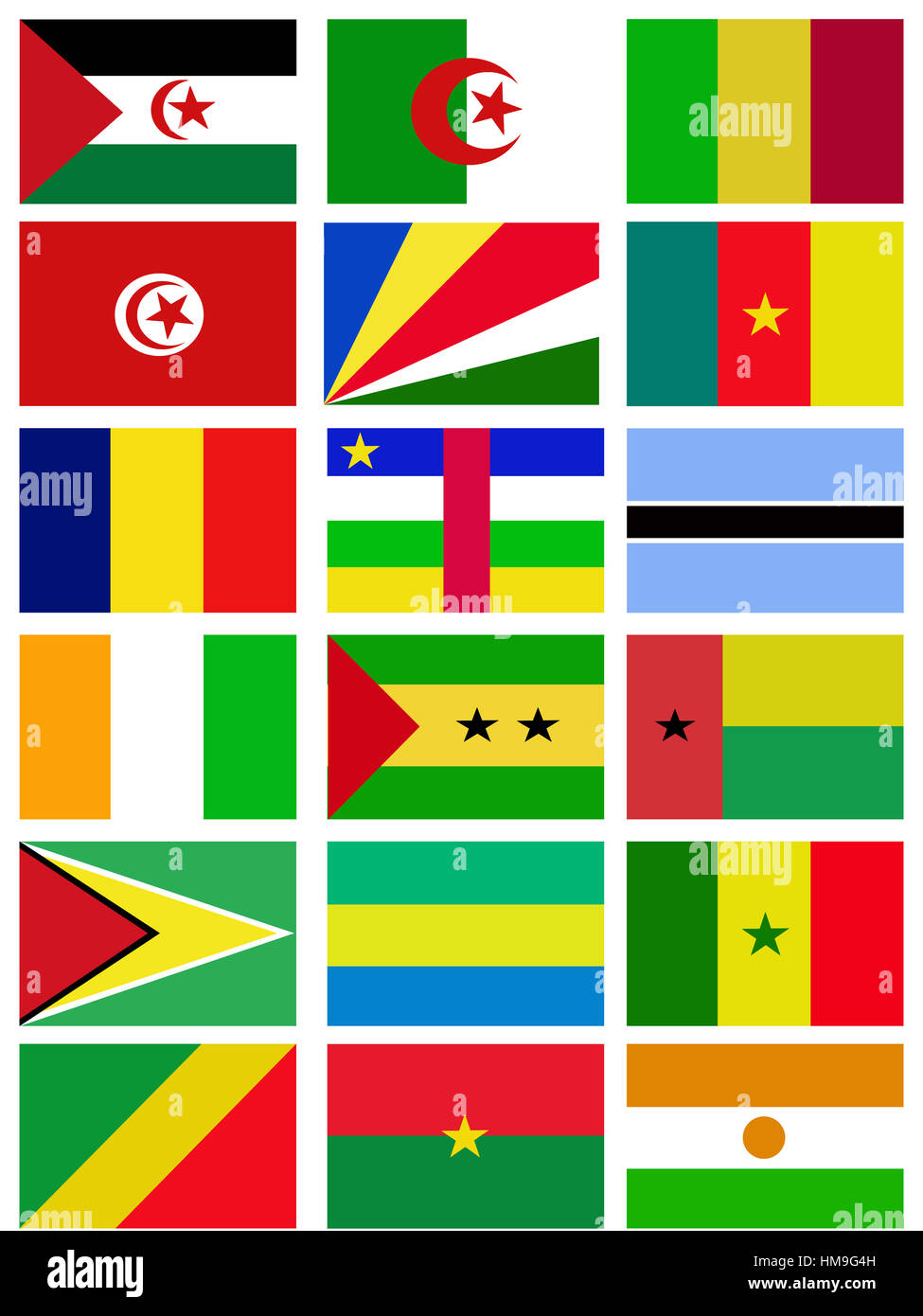 Africa nation flag collection background Stock Photo