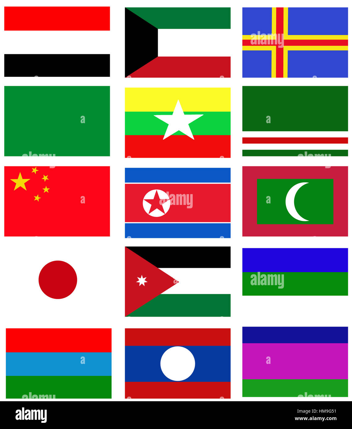 Asia nation flag collection background Stock Photo