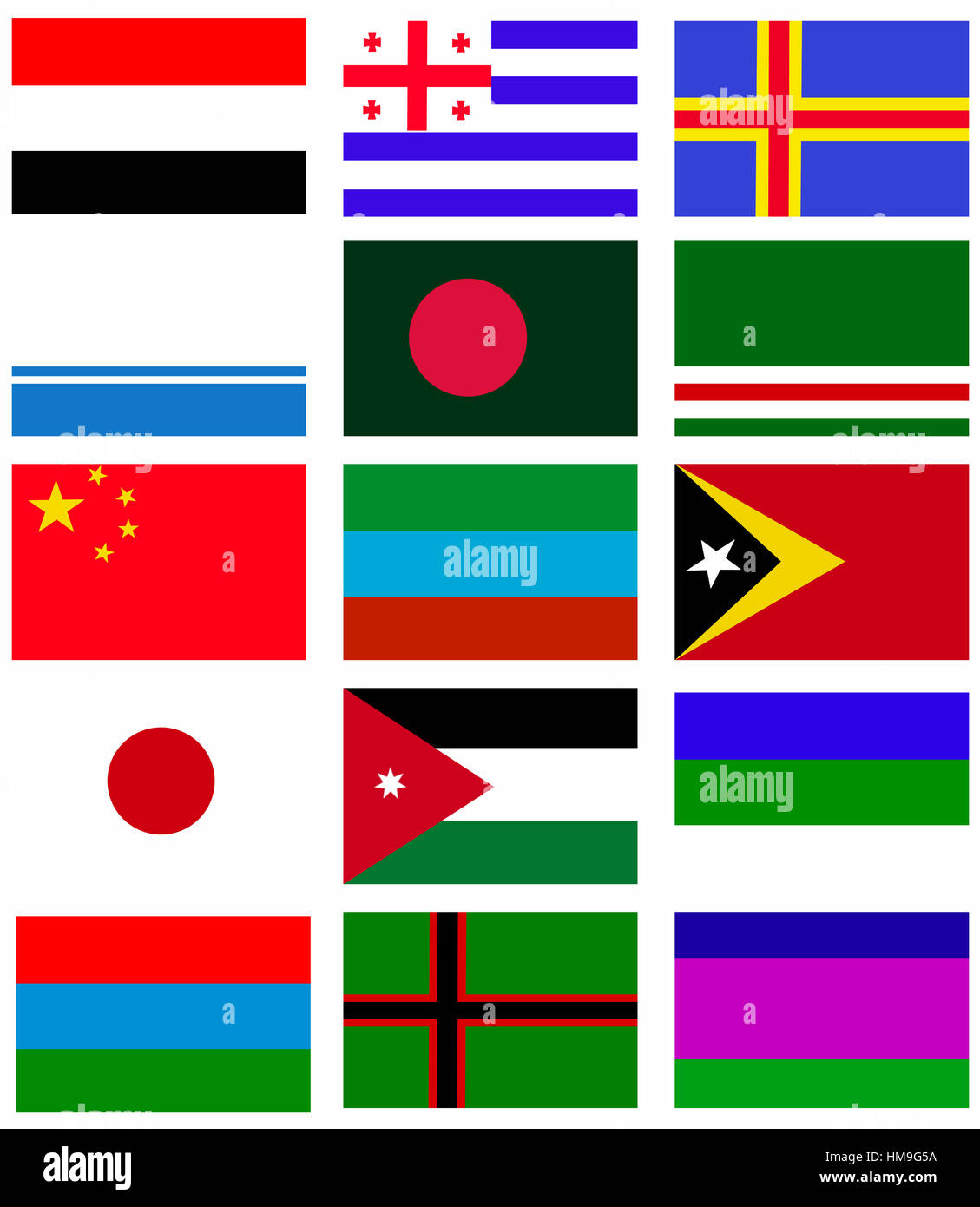 Asia nation flag collection background Stock Photo