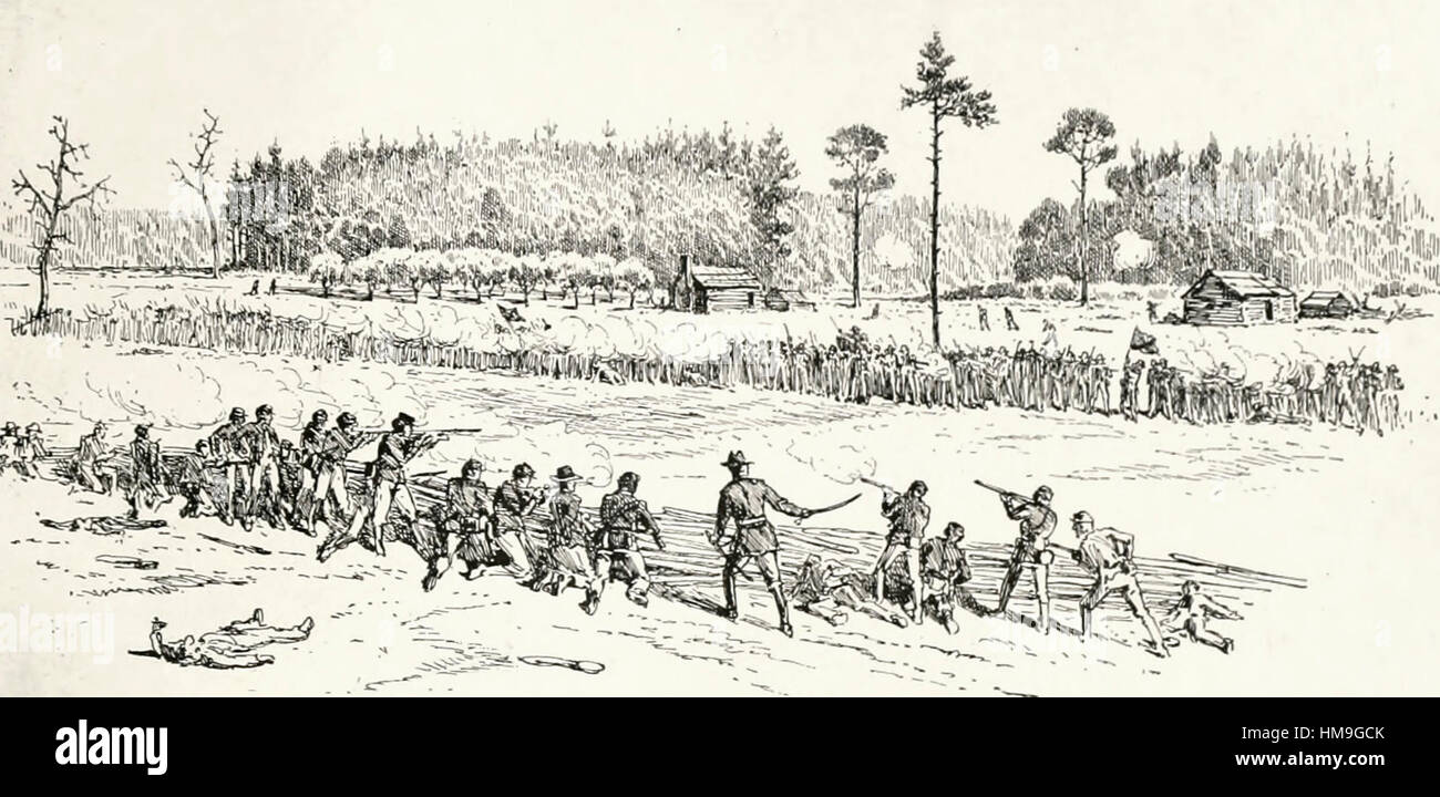 The Pennsylvania Reserves resisiting a Confederate attack near Bethesda Church, June 2, 1864. USA Civil War Stock Photo