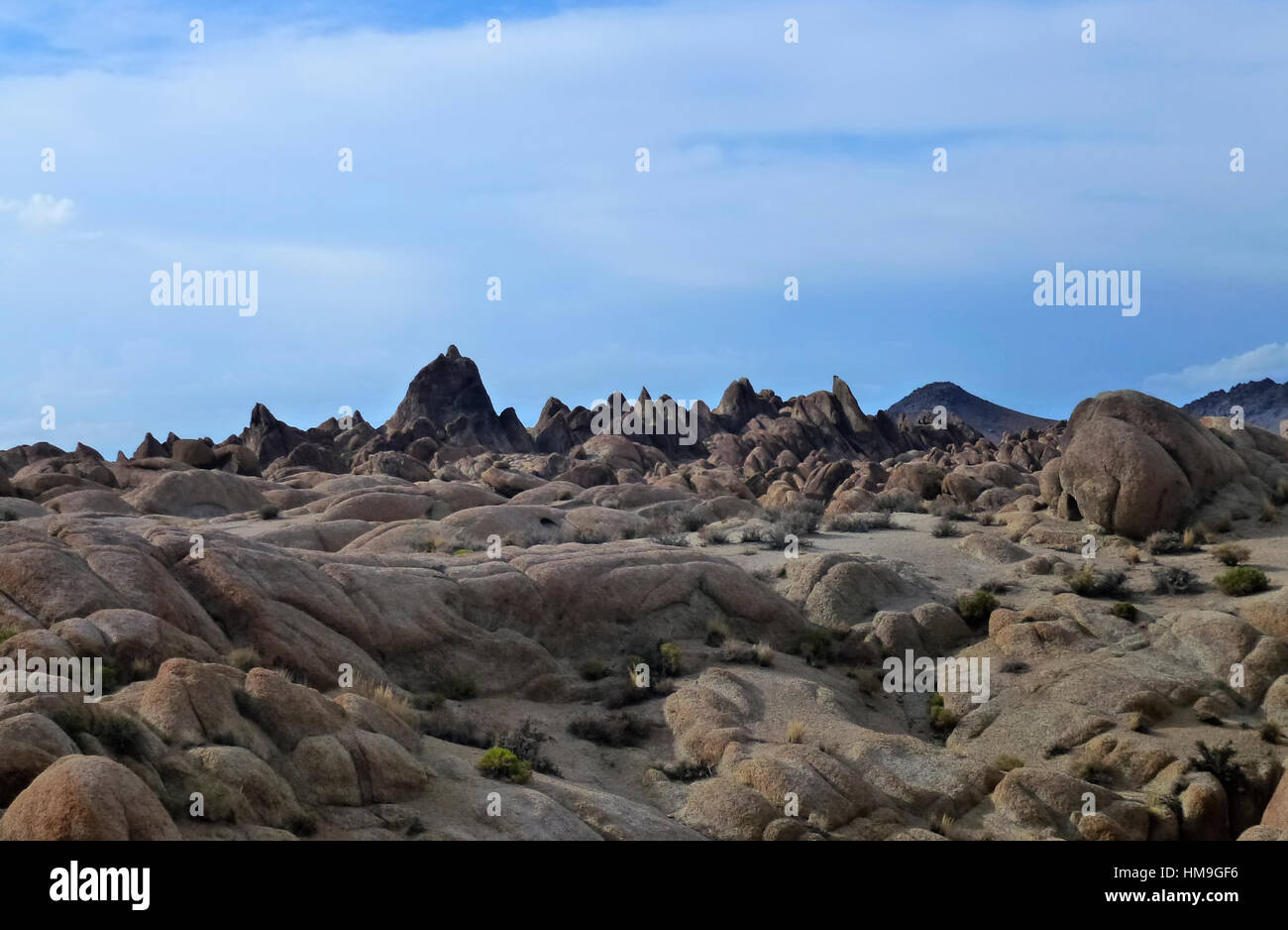Rock formation wonderland - Wonderful Sandstone rock formations in Alabama Hills near Mt Whitney 2, CA. Stock Photo