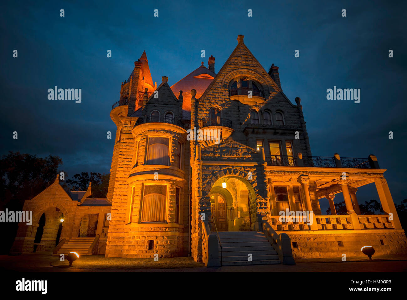 Canada National Historic Building in Vancouver Island -  Night of craigdarroch castle 2. Stock Photo