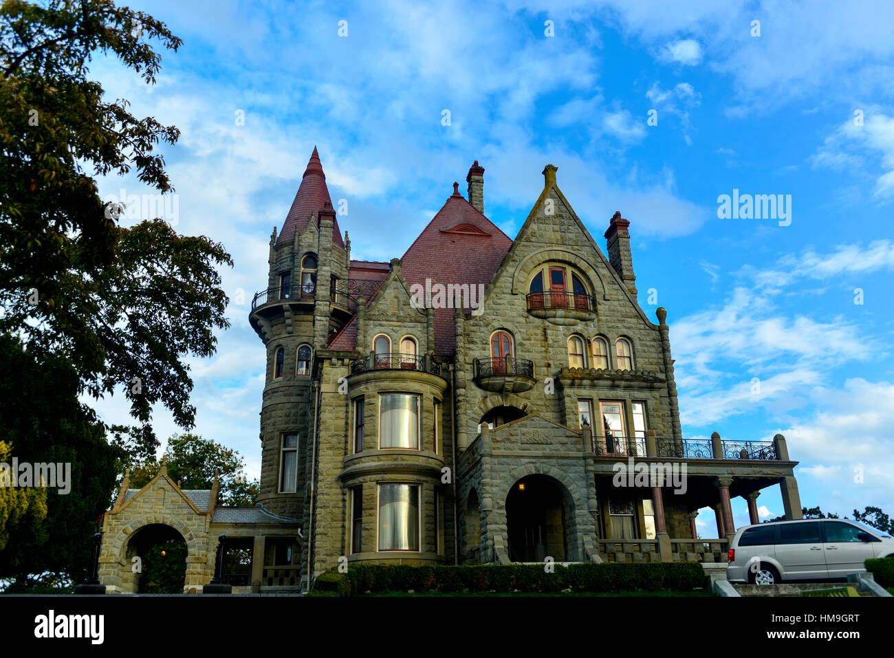 Canada National Historic Building in Vancouver Island - craigdarroch castle with background blue sky 1. Stock Photo