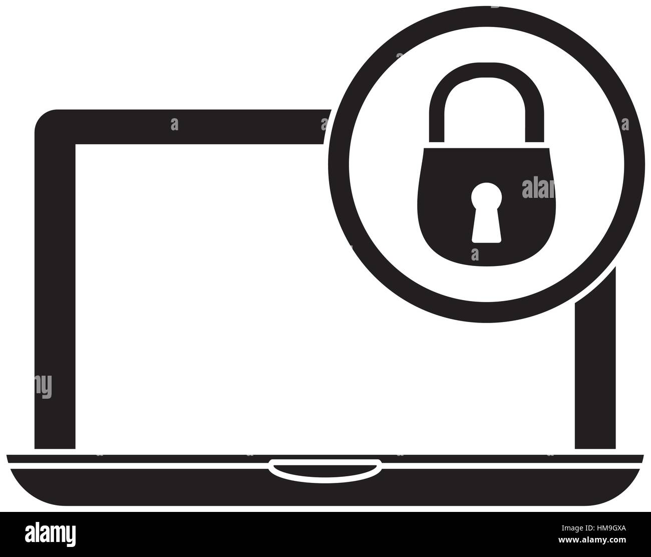 Aptop Lock Server Banner Icon Image Vector Illustration Stock