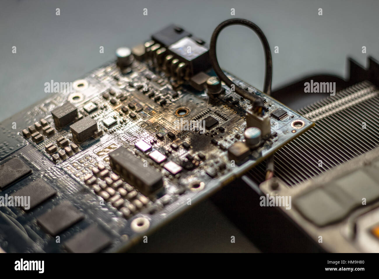 Damaged burned destroyed computer grafic card Stock Photo Alamy
