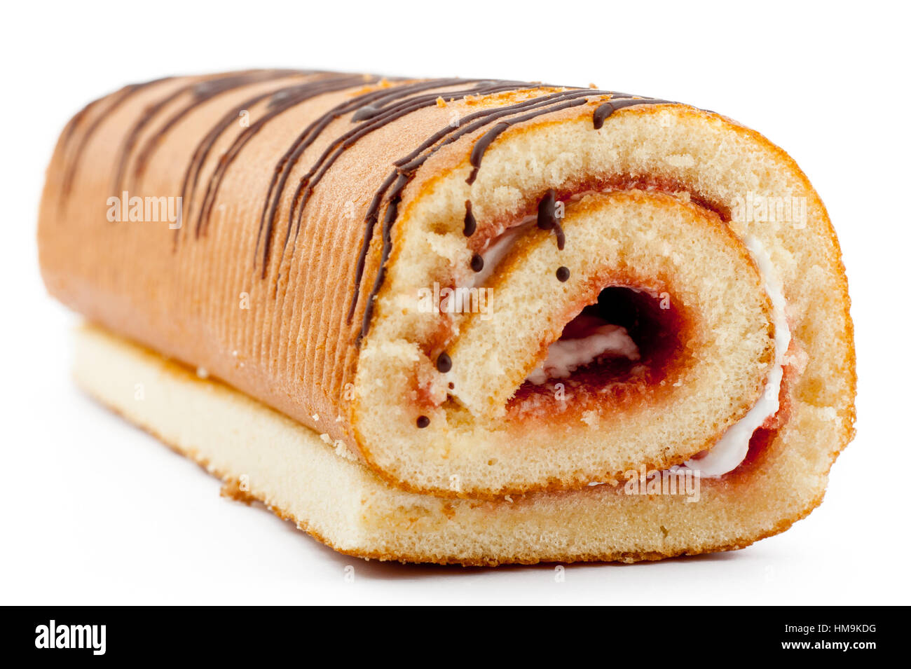 roll cake with cream Stock Photo