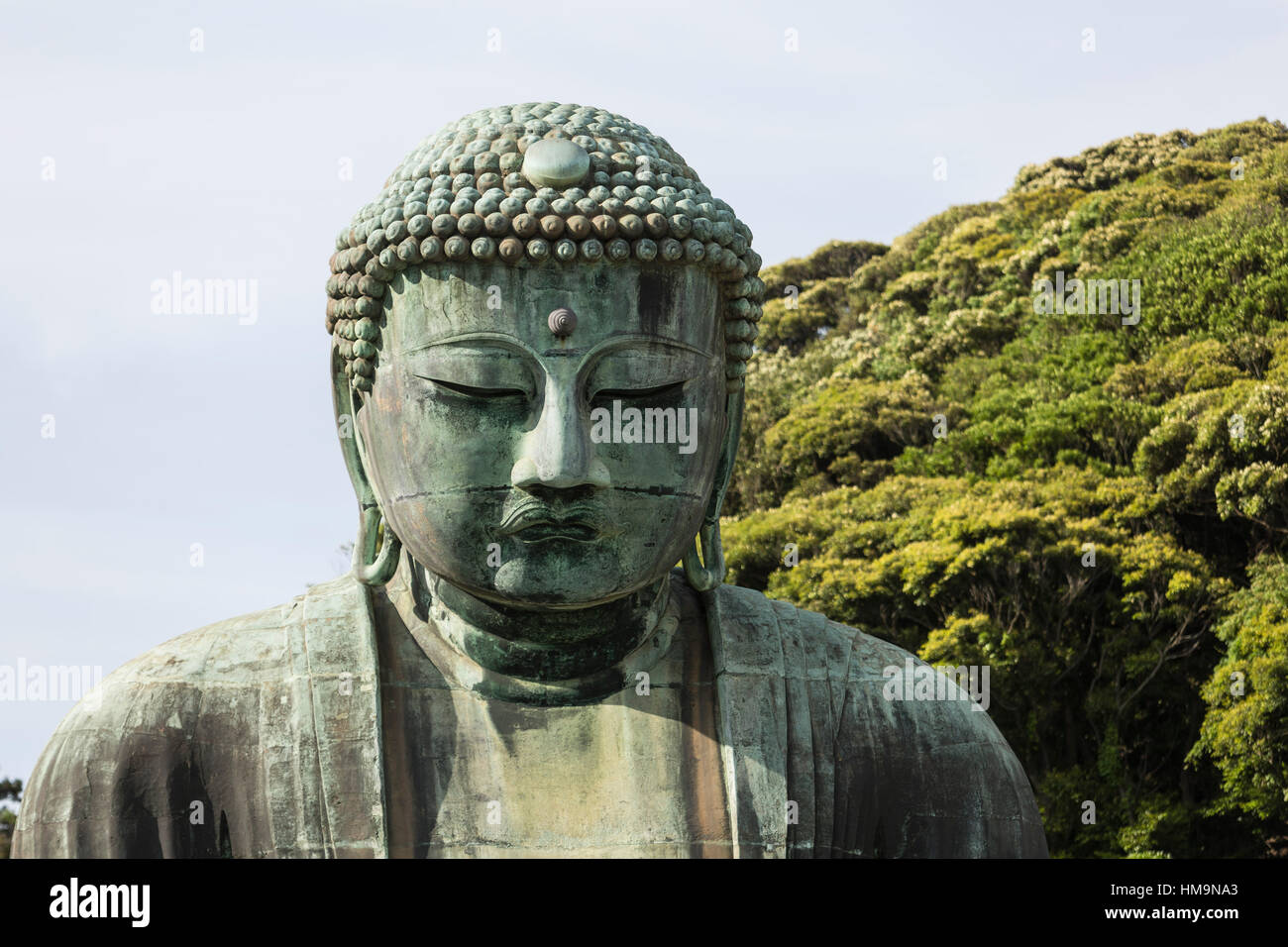 Detail of facial expression of Kamakura Daibutsu, Kanagawa Prefecture