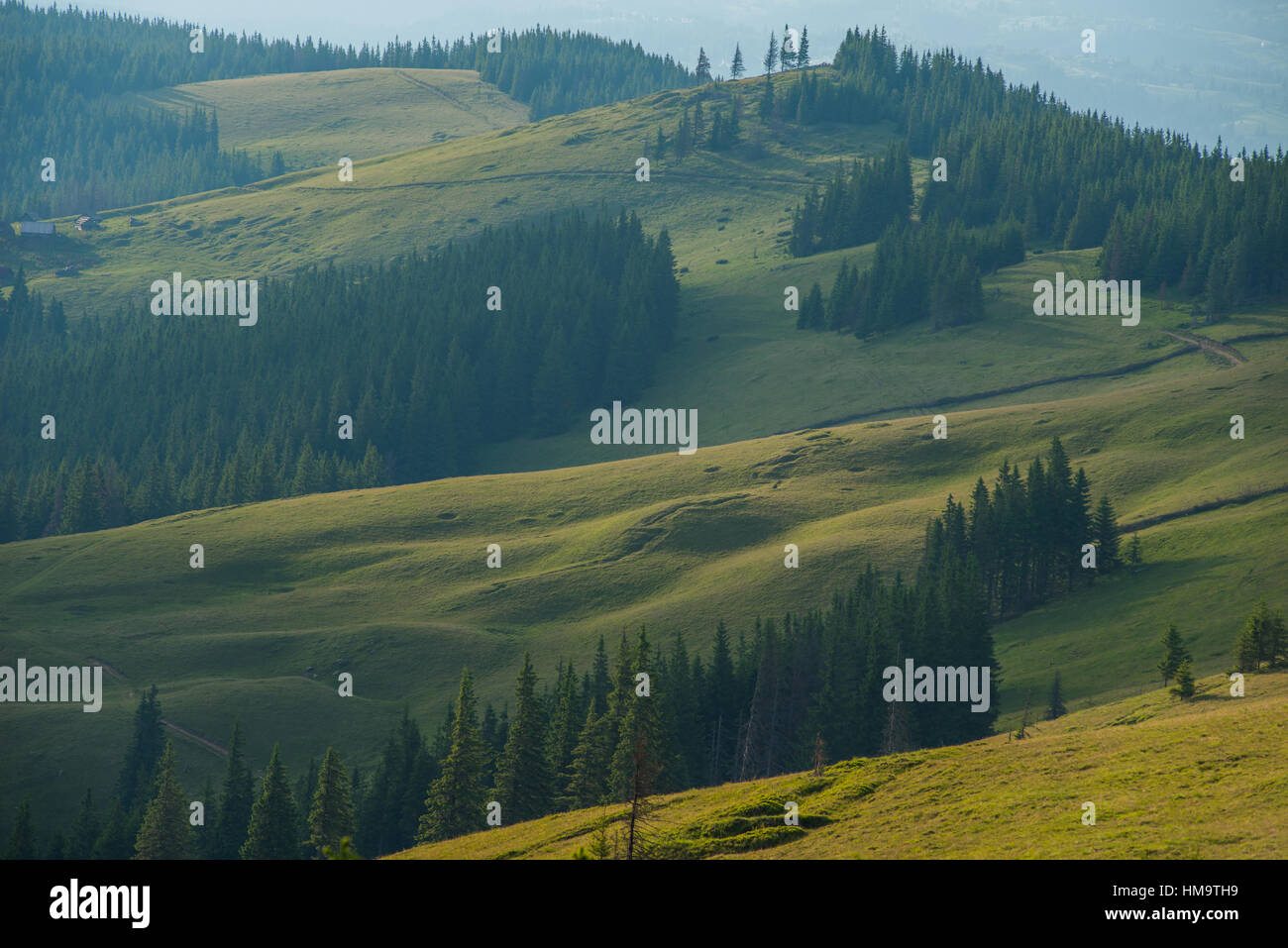 View of misty fog mountains in autumn Stock Photo - Alamy