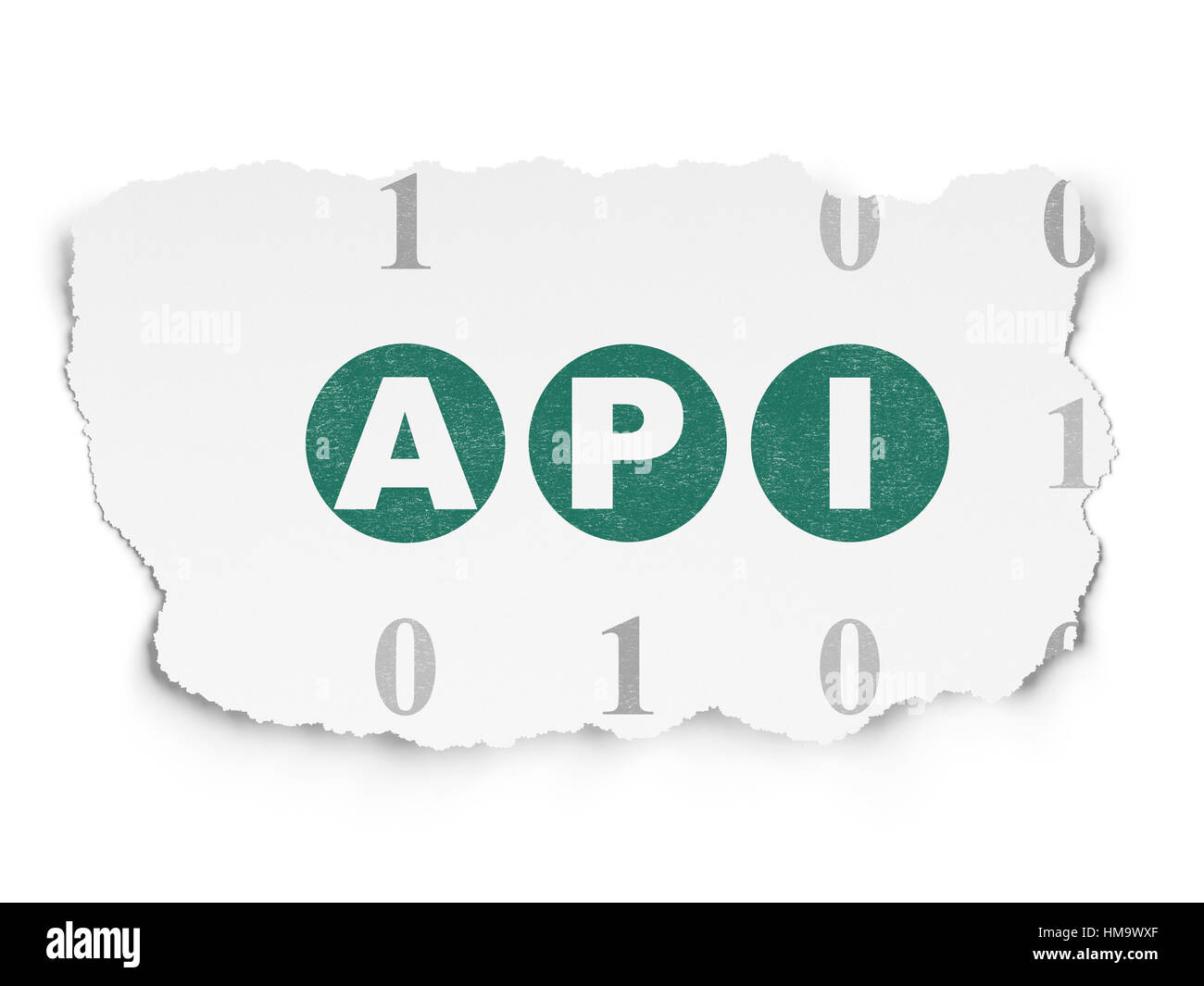 Programming concept: Painted green text Api on Torn Paper background ...