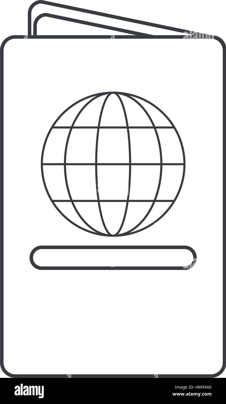 passport identication document travel thin line Stock Vector
