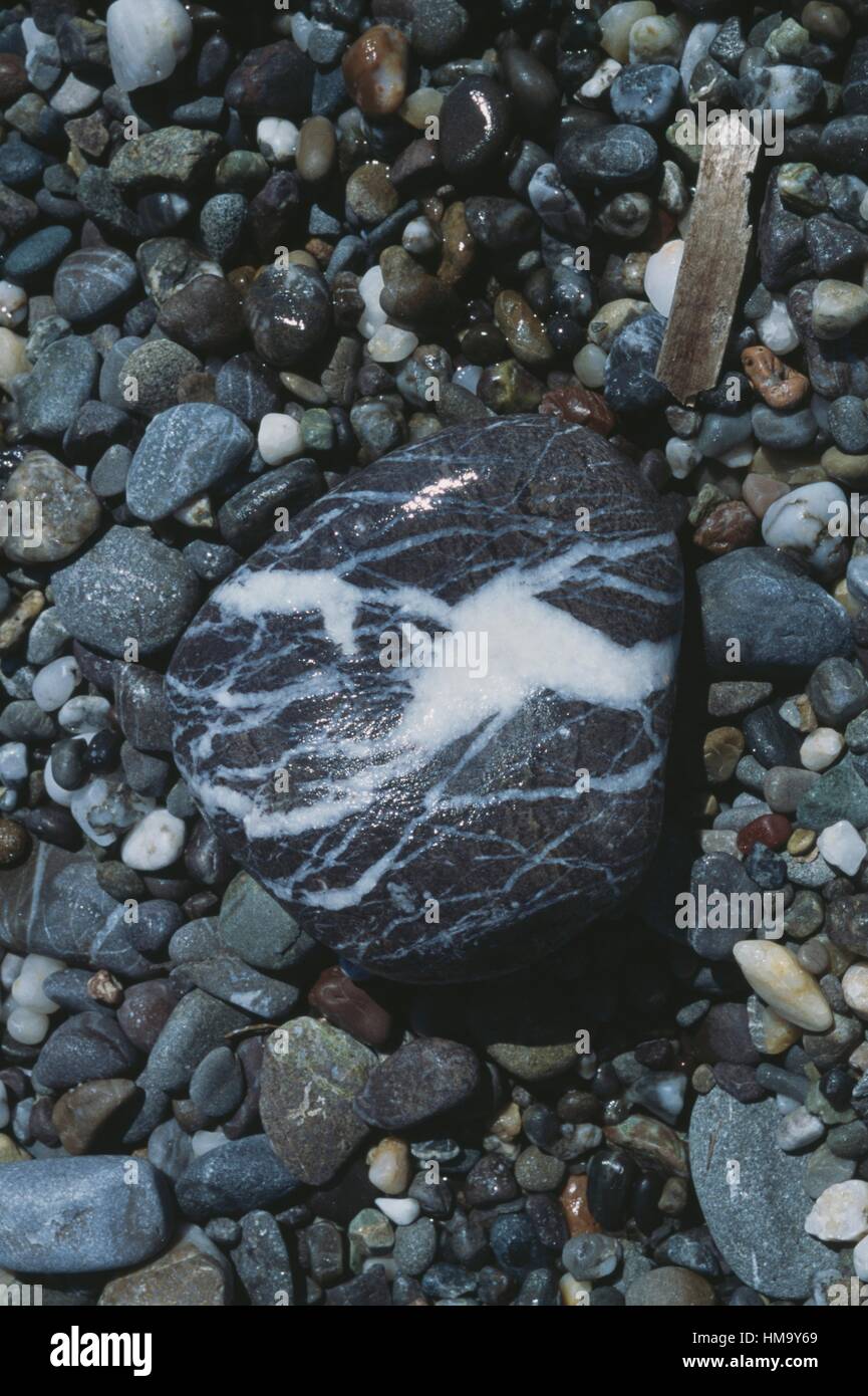 Black rock with white lines, Crete, Greece Stock Photo Alamy